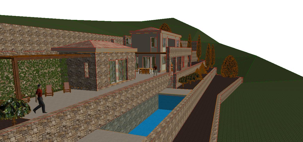 Digital design of house on land for sale in Ithaca Greece Perachori