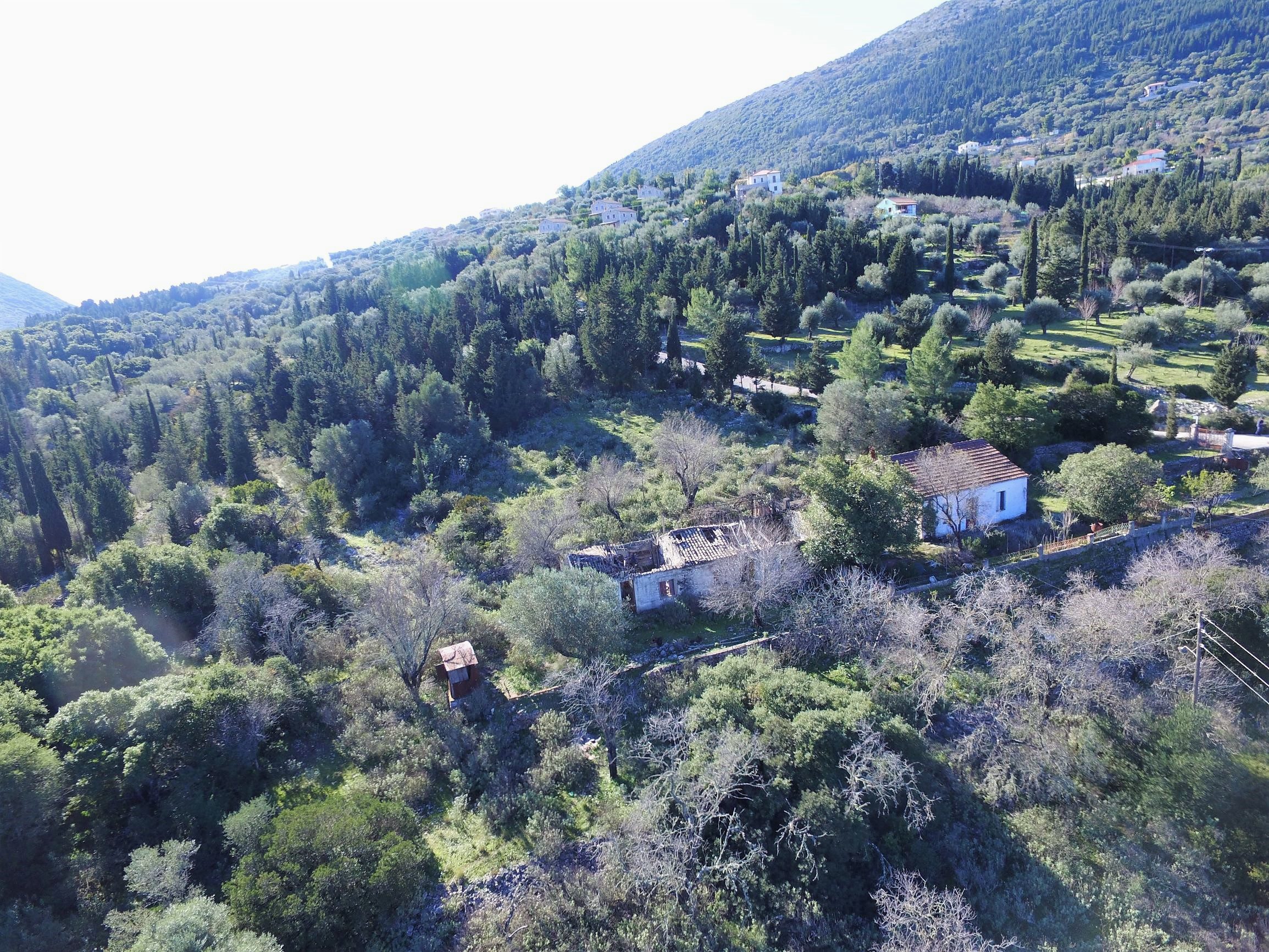 Aerial view of house for sale in Ithaca Greece, Pilikata