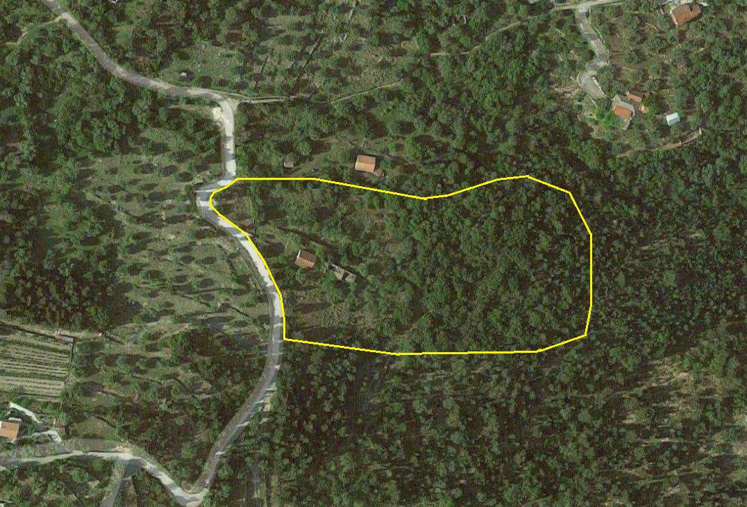 Aerial and border of land for sale on Ithaca Greece, Pilikata