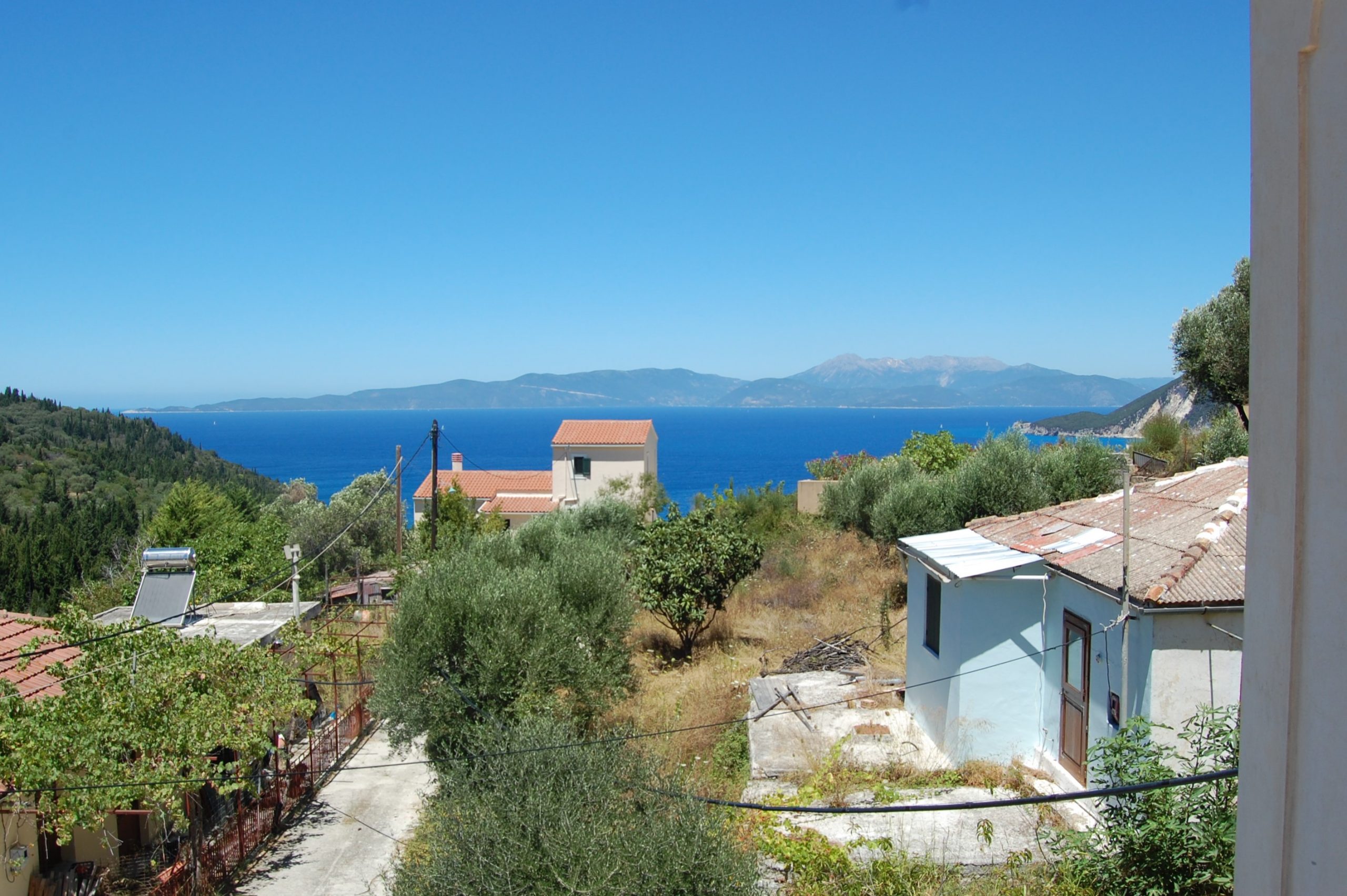 Sea view of house for sale Ithaca Greece Platrithya