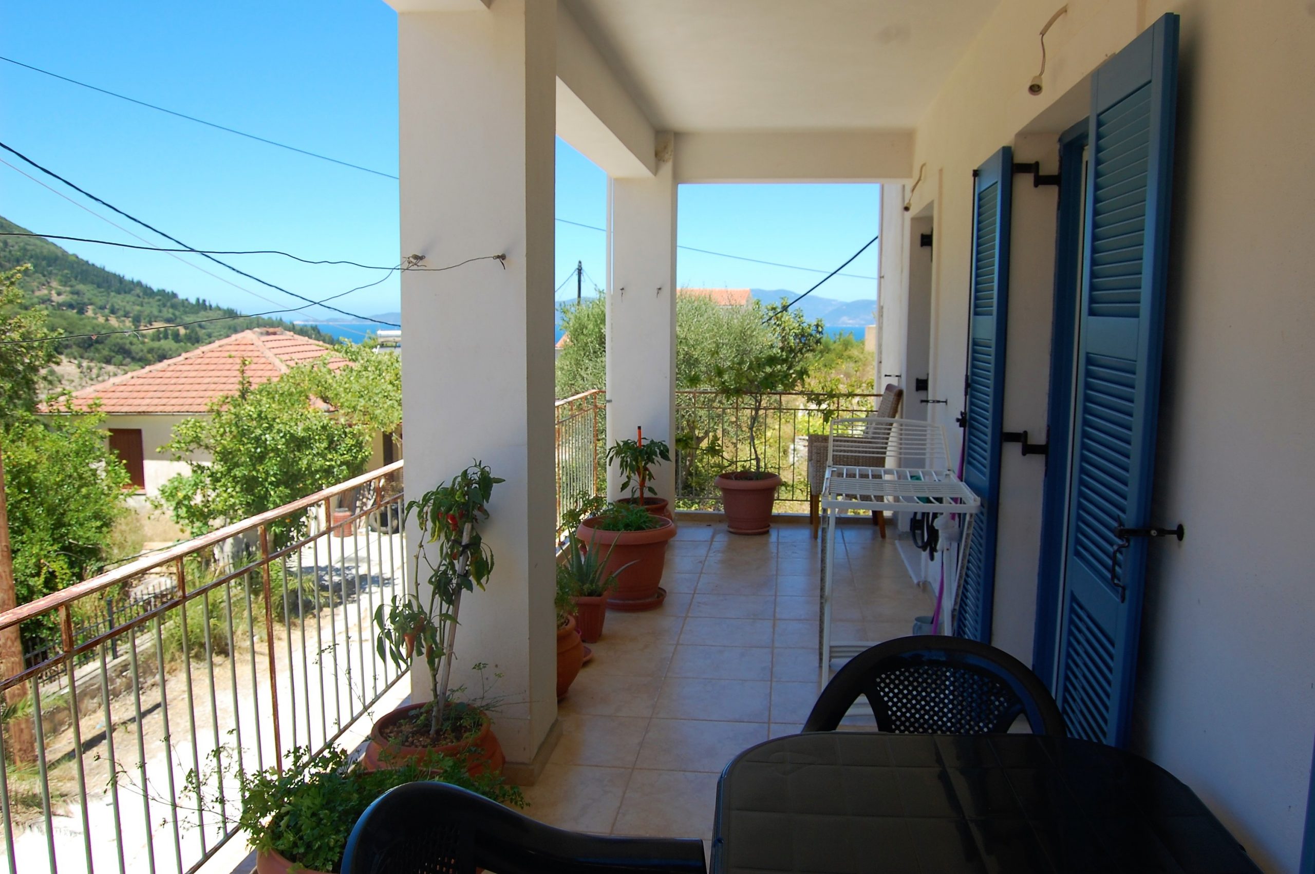Outside balcony of house for sale Ithaca Greece Platrithya
