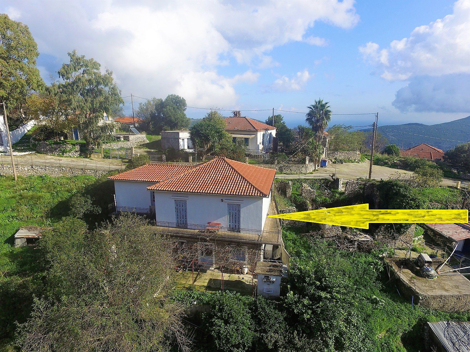 Aerial view of house for sale in Ithaca Greece, Exoghi