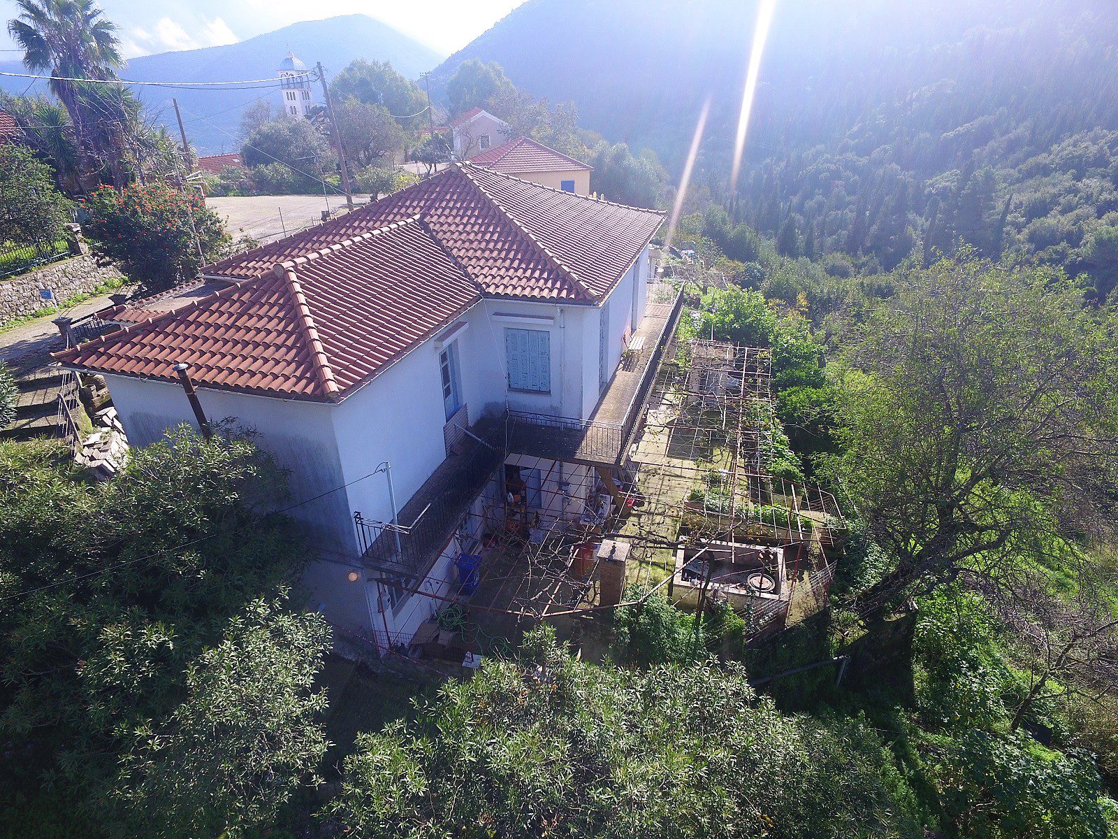 Aerial view of house for sale in Ithaca Greece, Exoghi