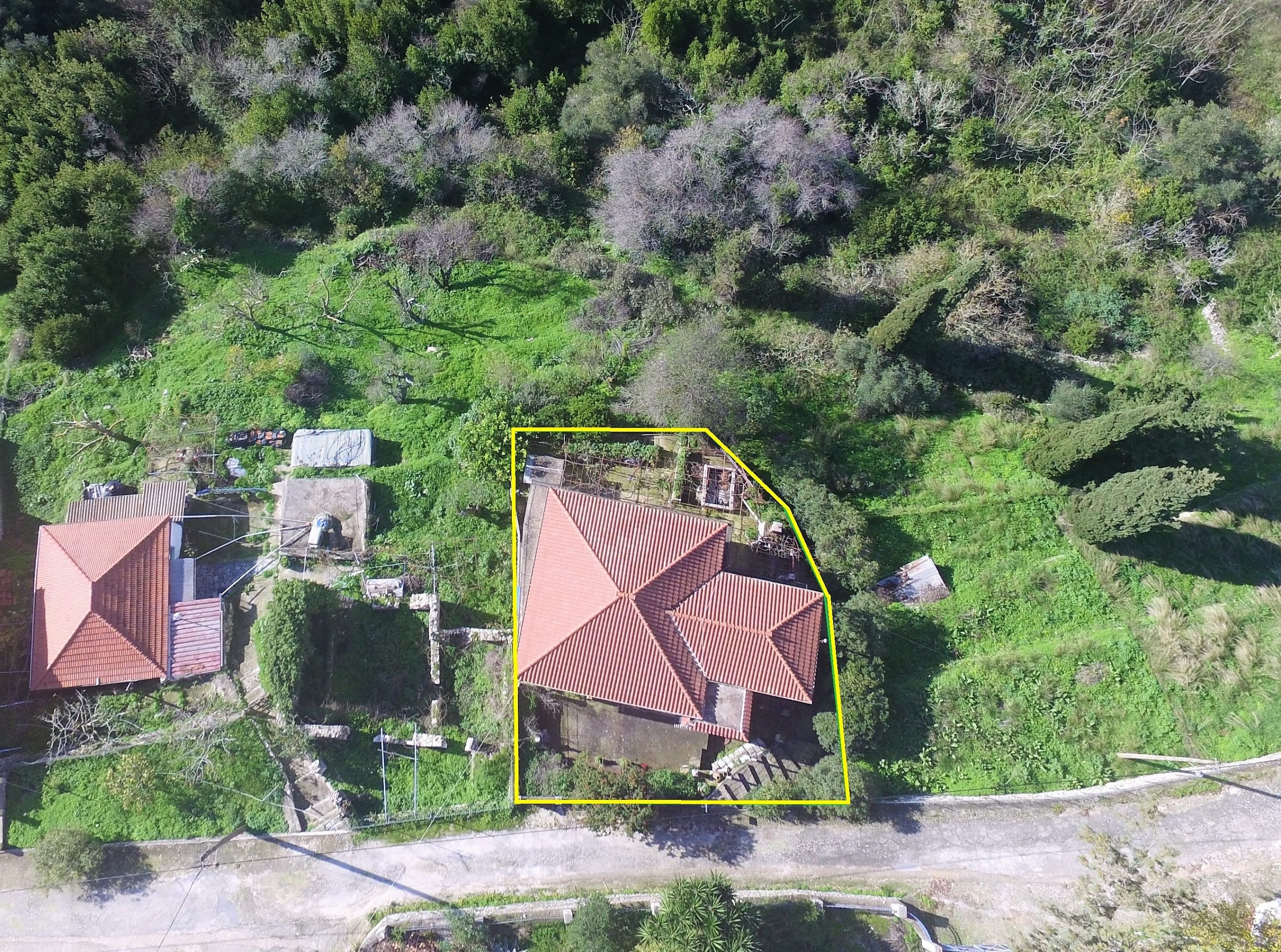 Aerial view of house for sale in Ithaca Greece, Exoghi