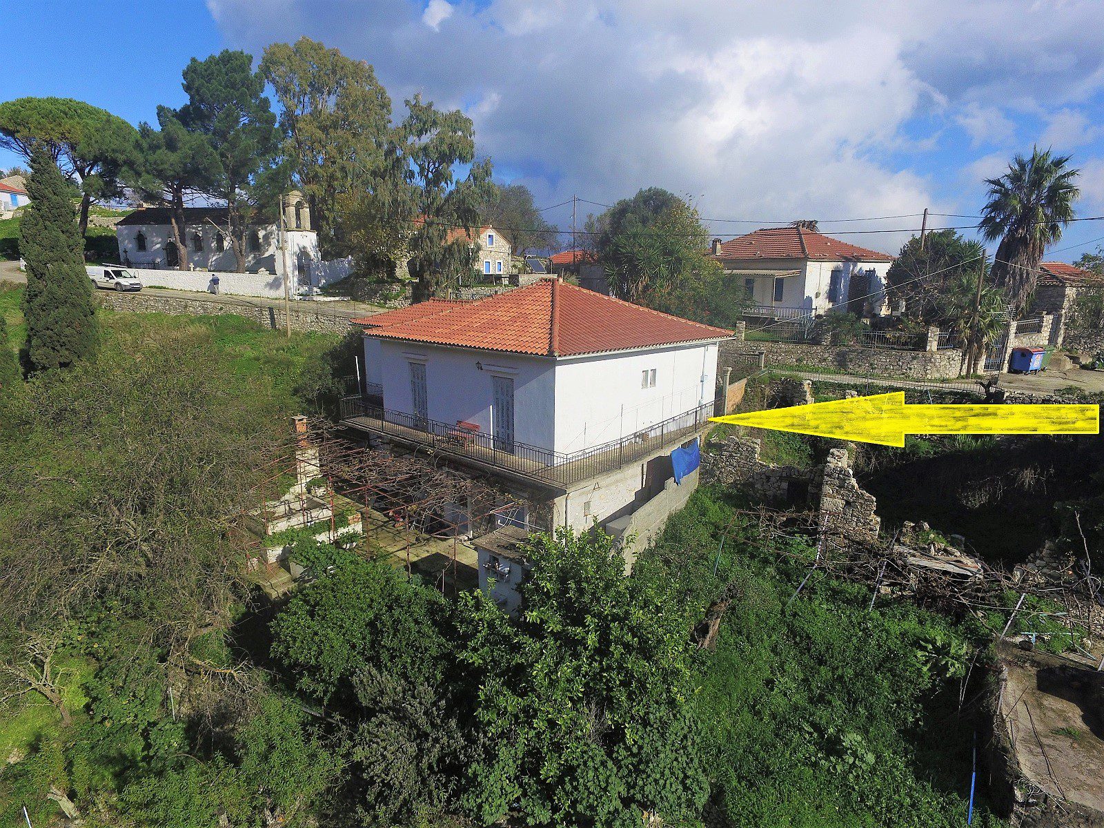 Aerial view of house for sale in Ithaca Greece, Exoghi