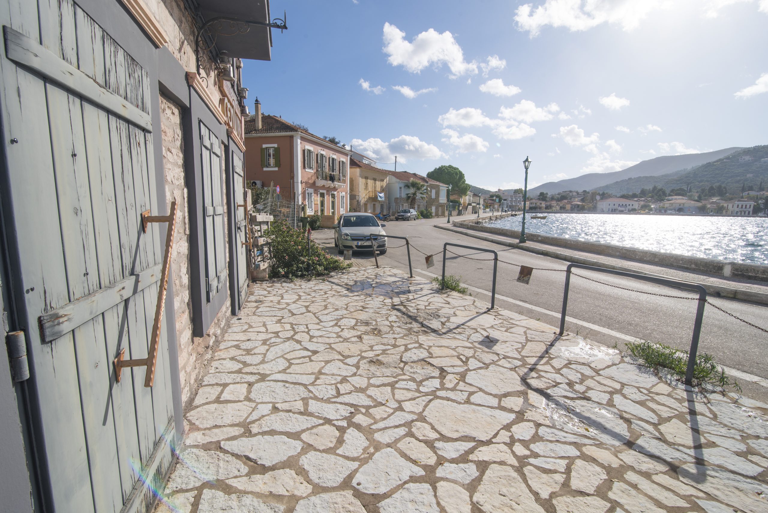 Outside terrace of building for sale in Ithaca Greece, Vathi