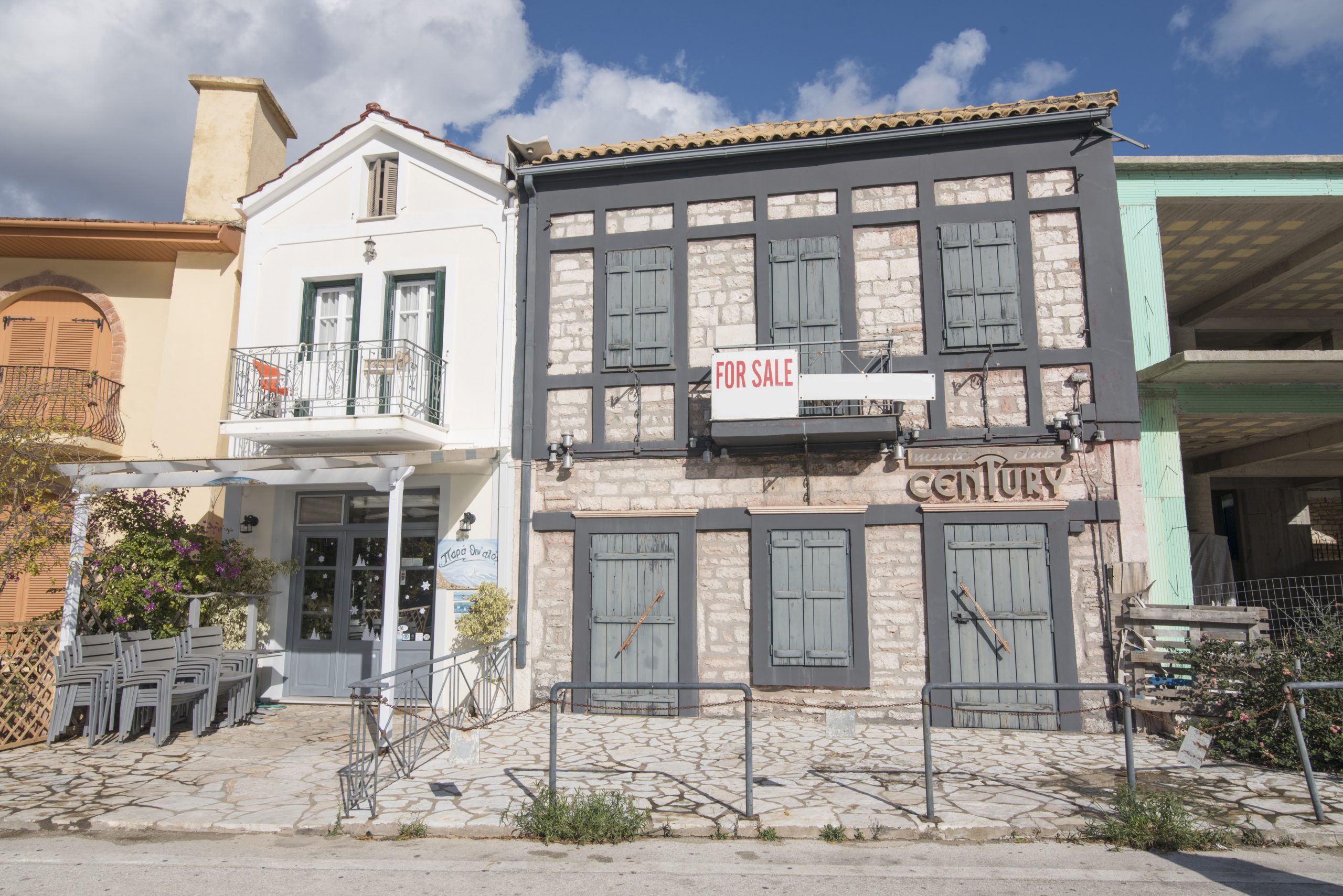 Exterior facade of building for sale in Ithaca Greece, Vathi
