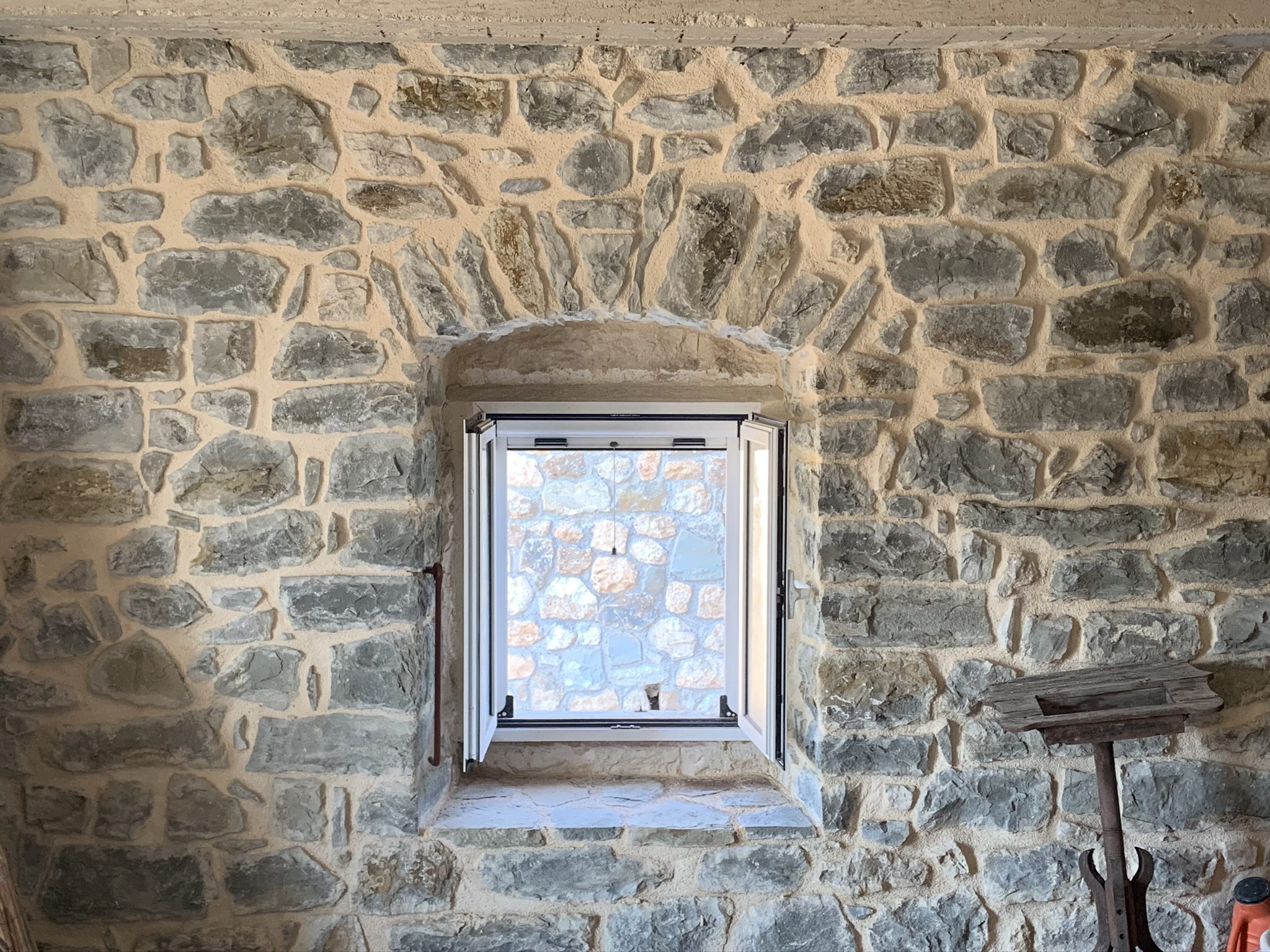Interior stonewalls of house for sale in Ithaca Greece Platrithya