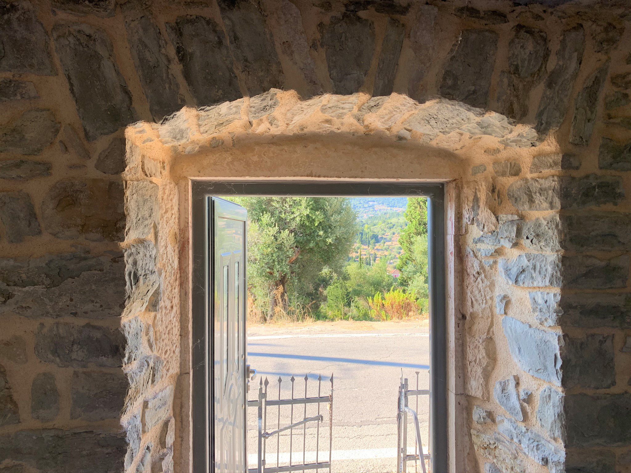 Interior stonewalls of house for sale in Ithaca Greece Platrithya