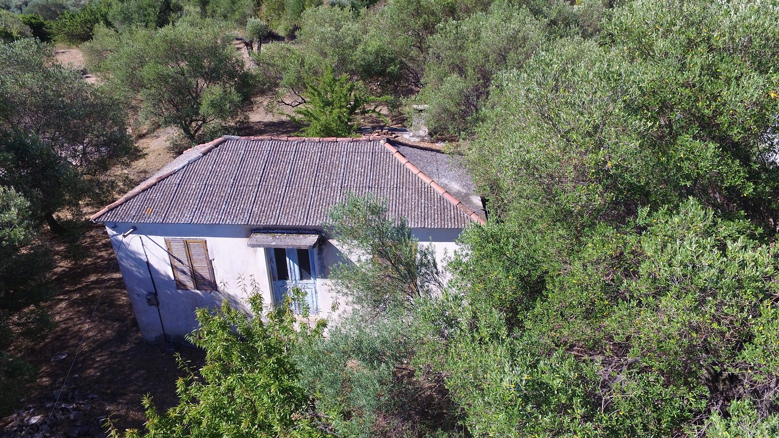 Aerial view of house for sale on Ithaca Greece Kolleri