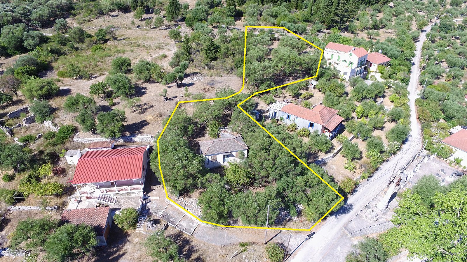 Aerial and border of house for sale in Ithaca Greece, Kolleri