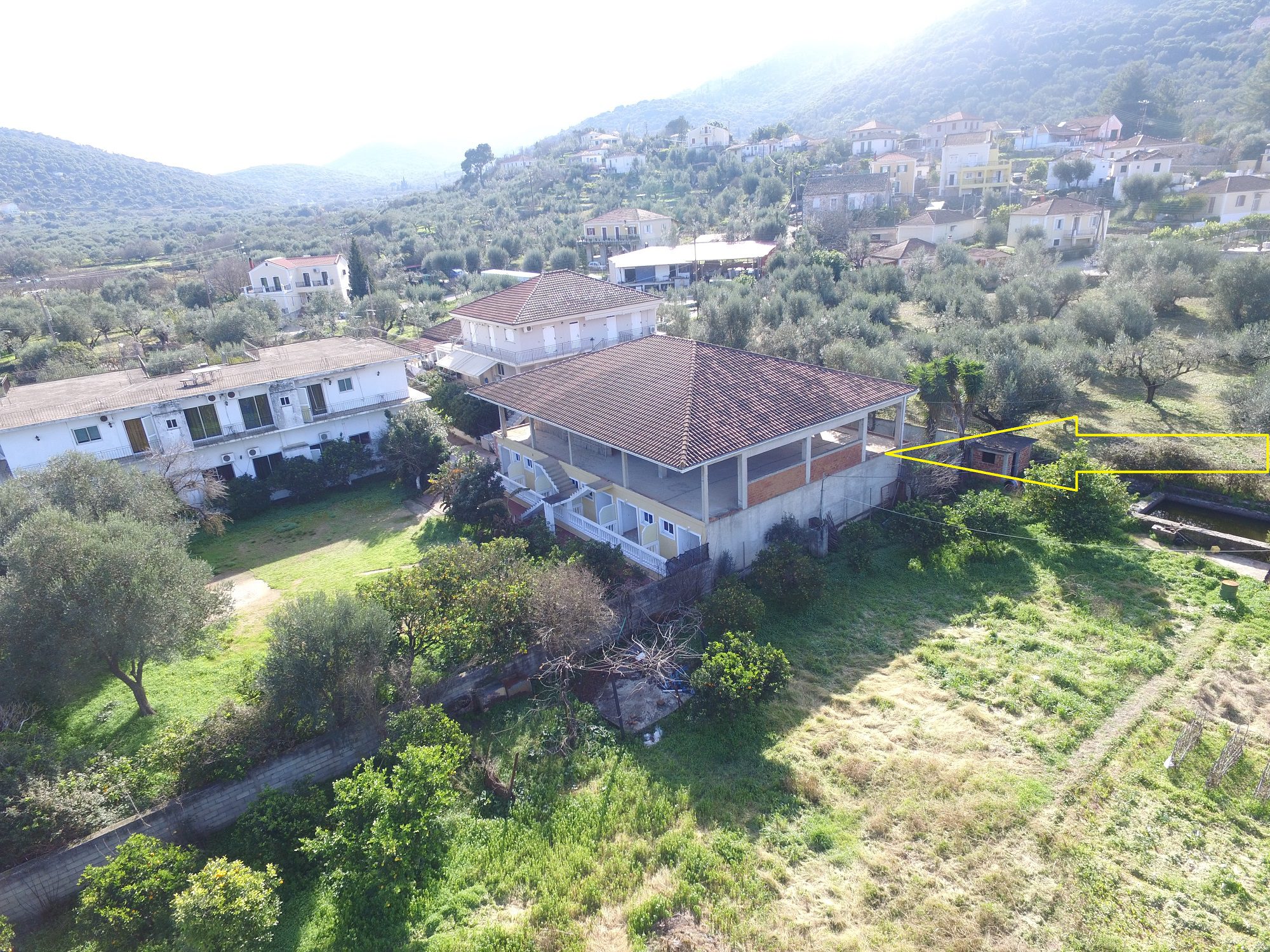 Aerial view of apartment complex for sale Ithaca Greece