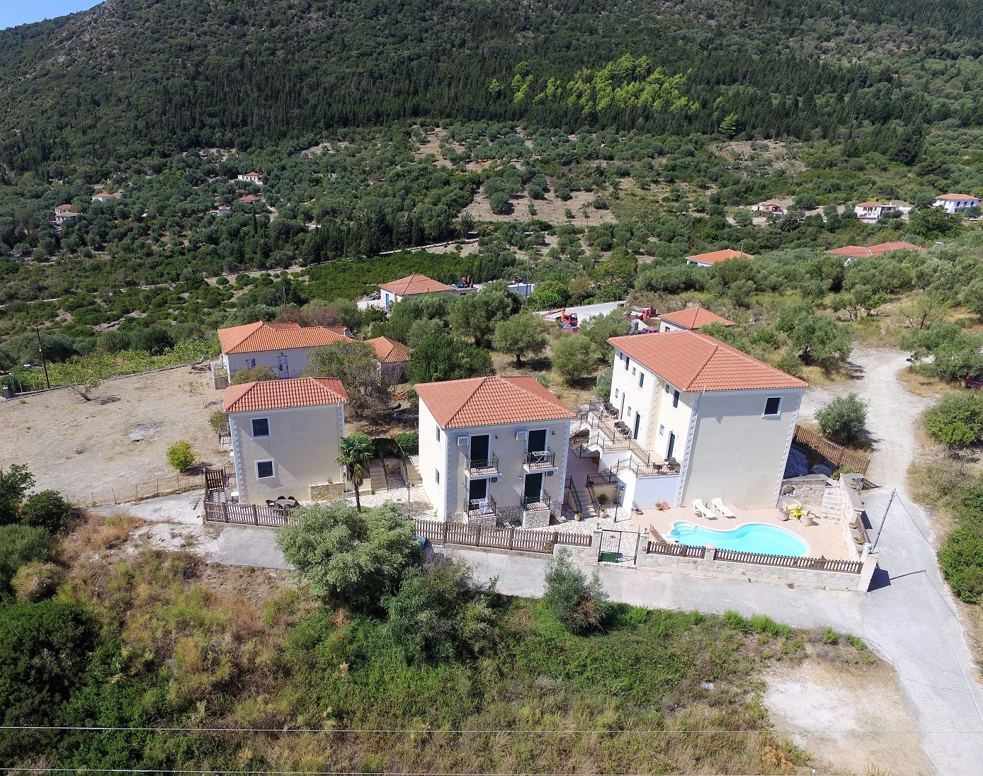 Aerial view of Iriana Village for rent in Ithaca Greece, Stavros