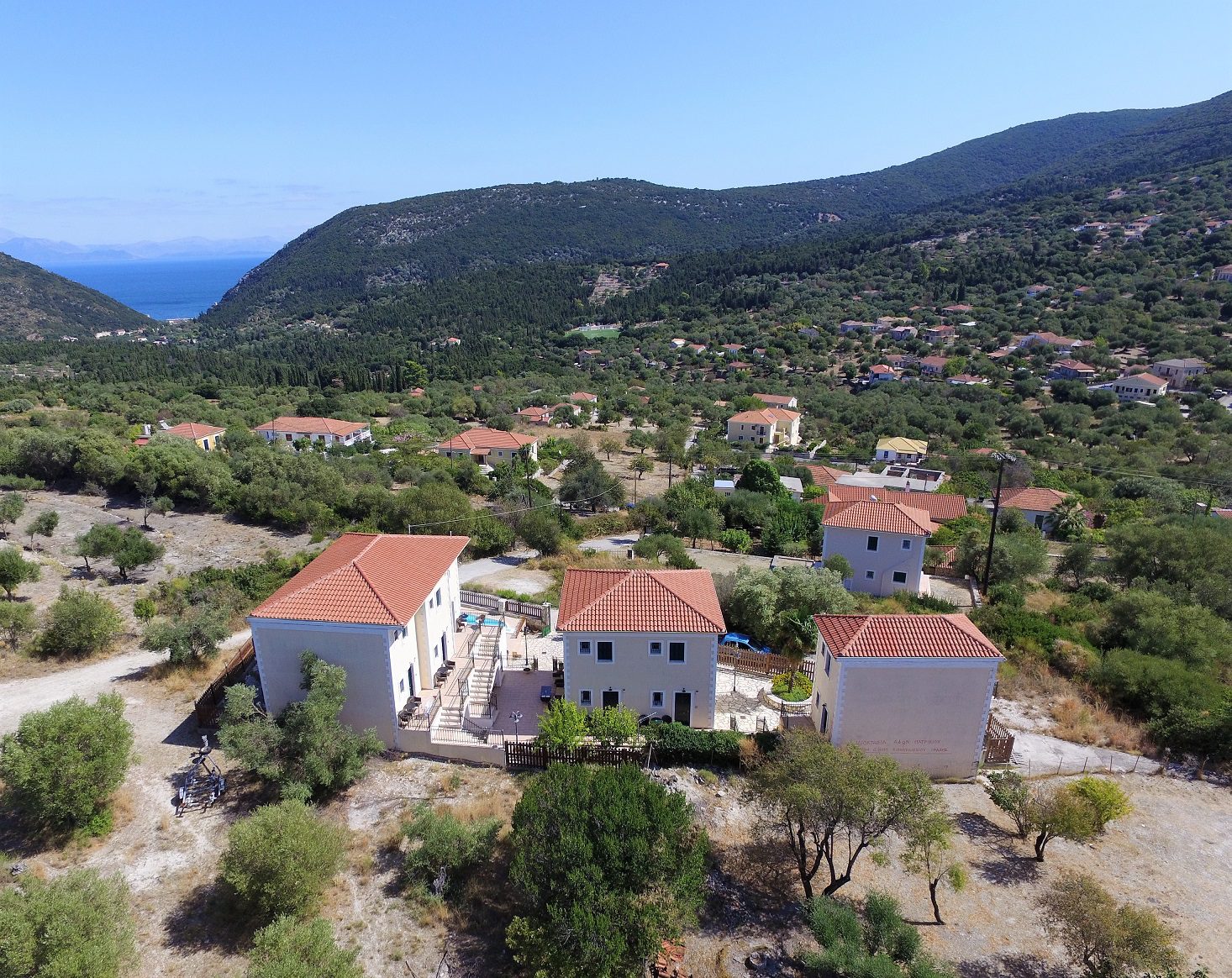 Aerial view of Iriana Village for rent in Ithaca Greece, Stavros