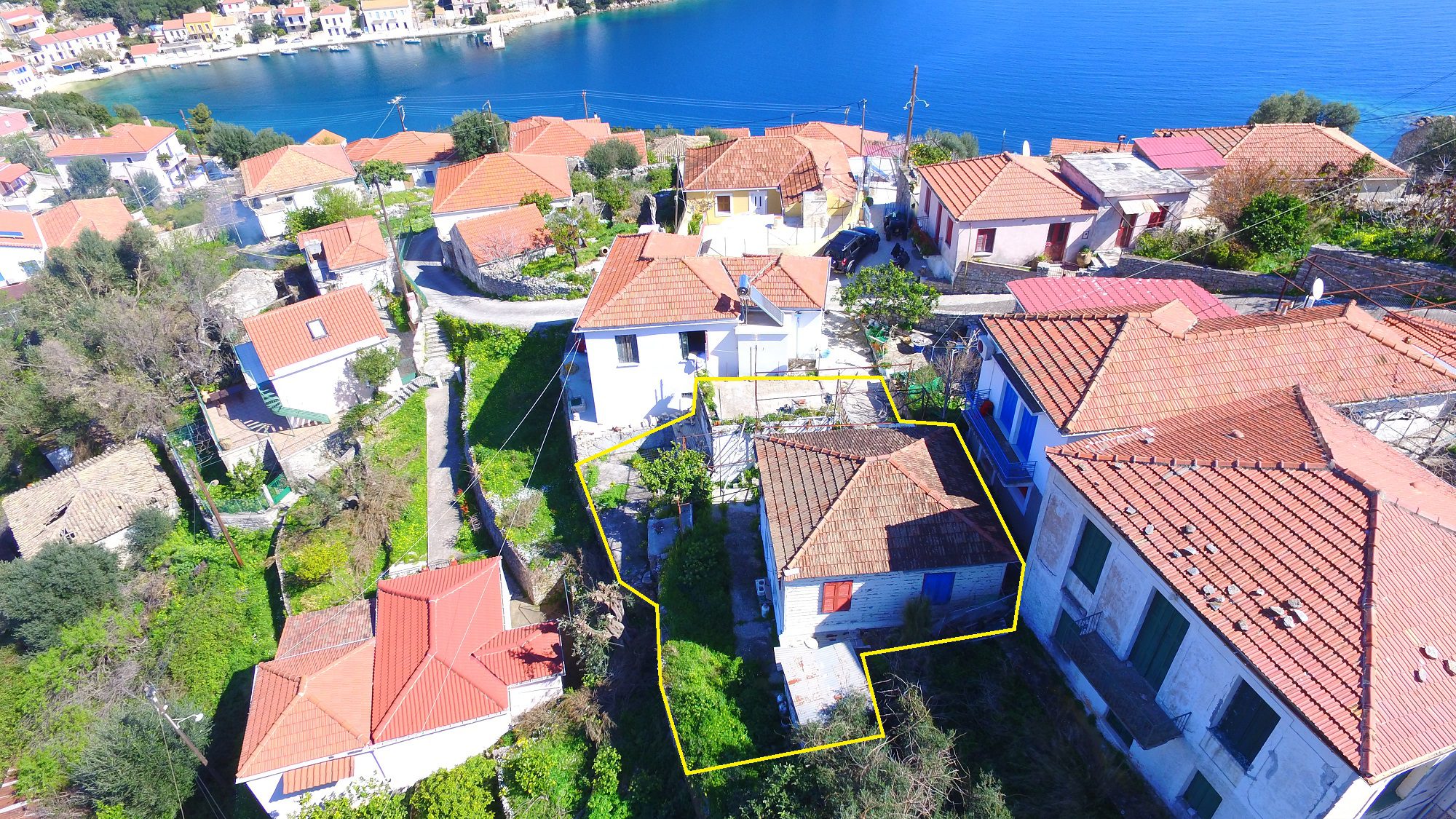 Aerial view of house for sale in Ithaca Greece
