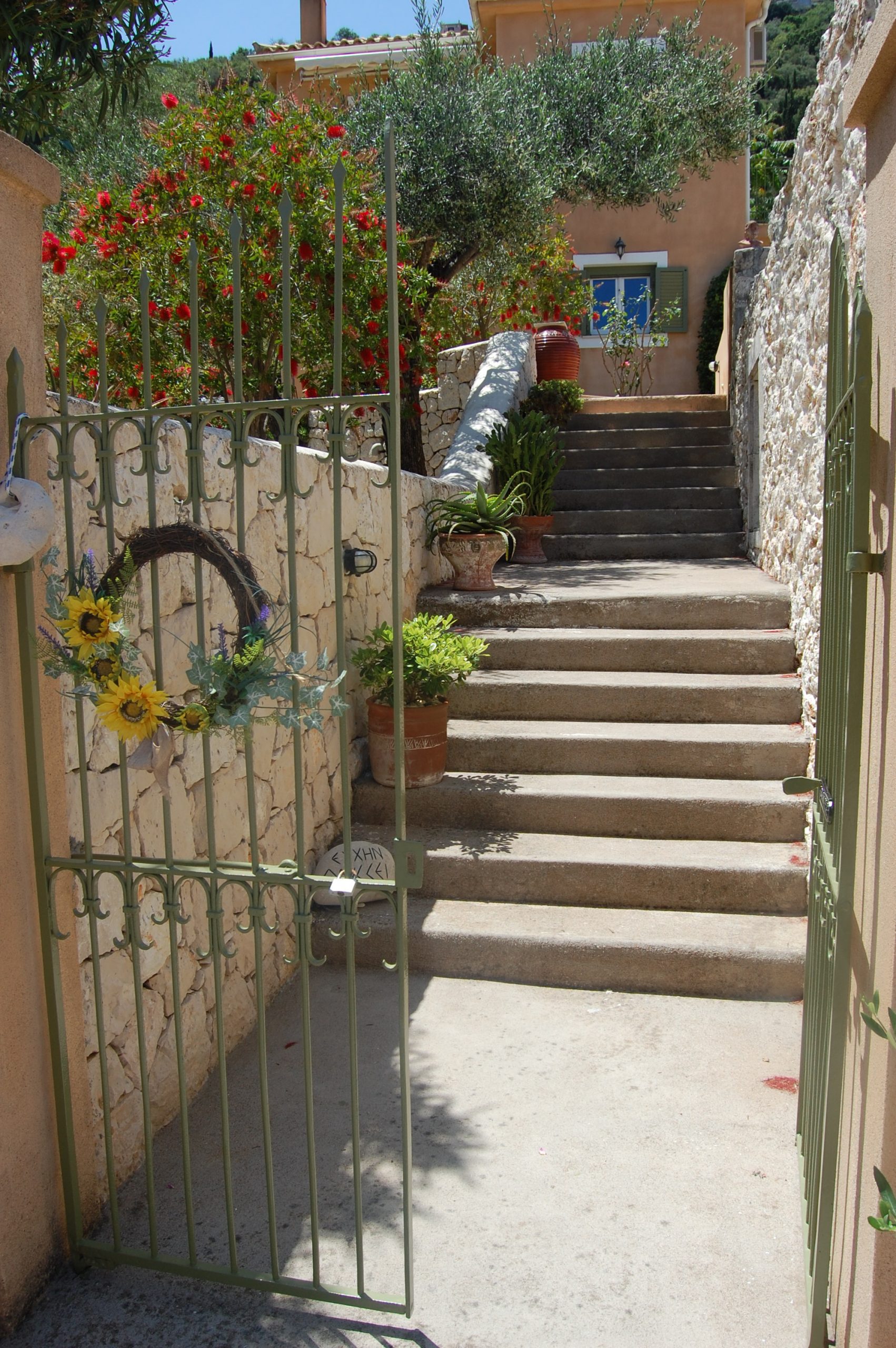 Entrance of Homer's View houses to rent MV Properties Ithaca Greece