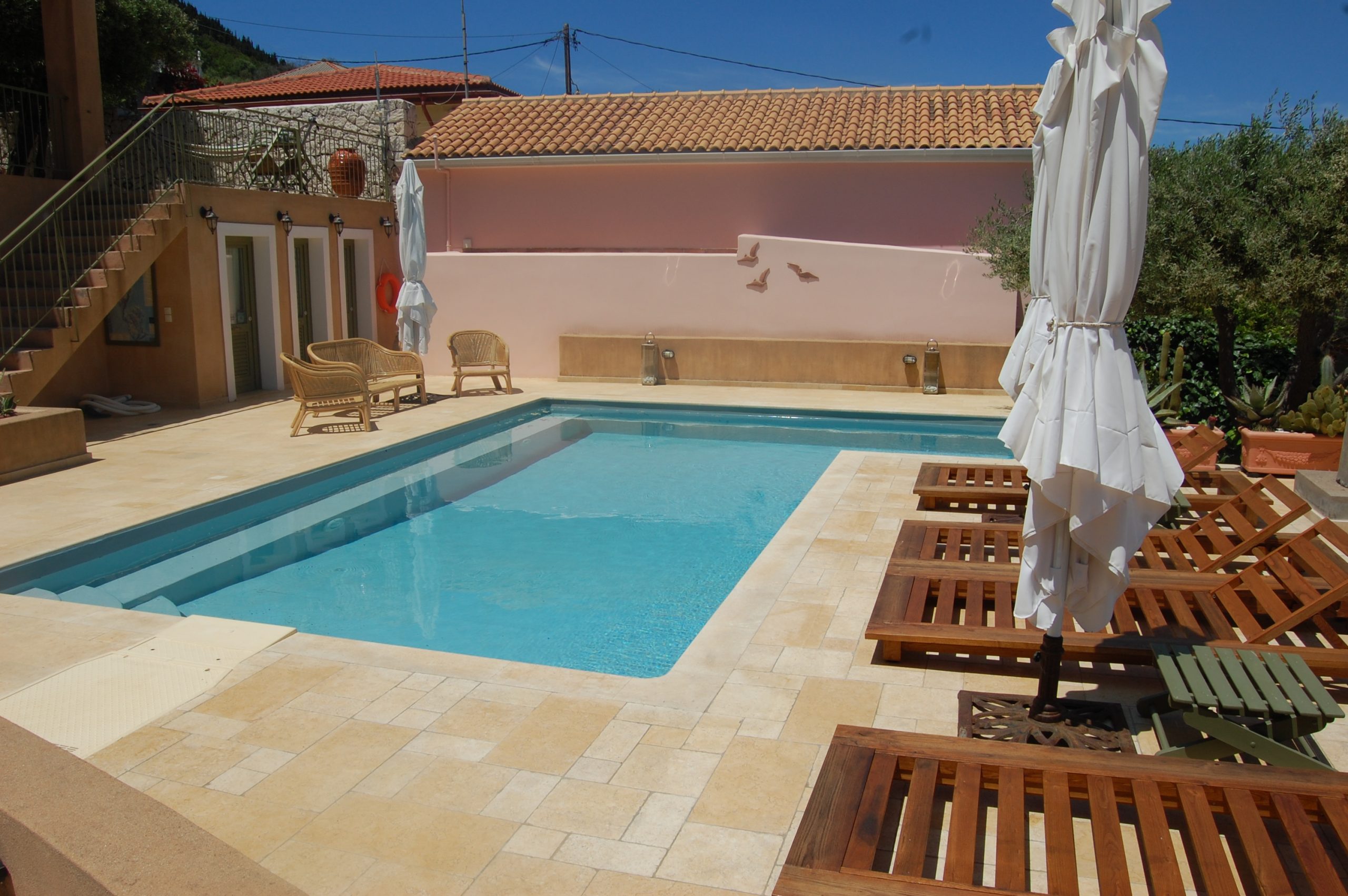 Swimming pool of Homer's View houses to rent MV Properties Ithaca Greece