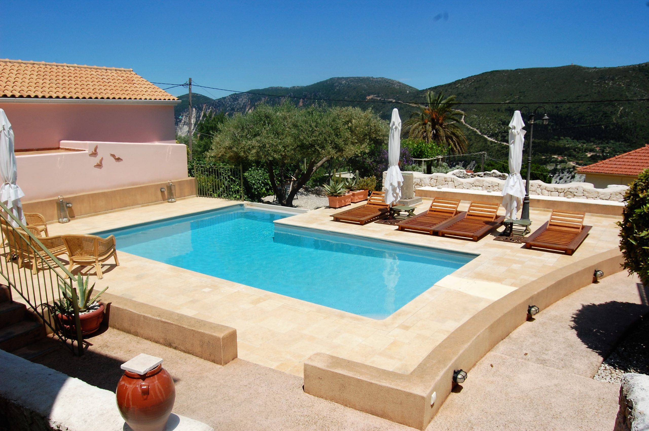 Swimming pool of Homer's View houses to rent MV Properties Ithaca Greece