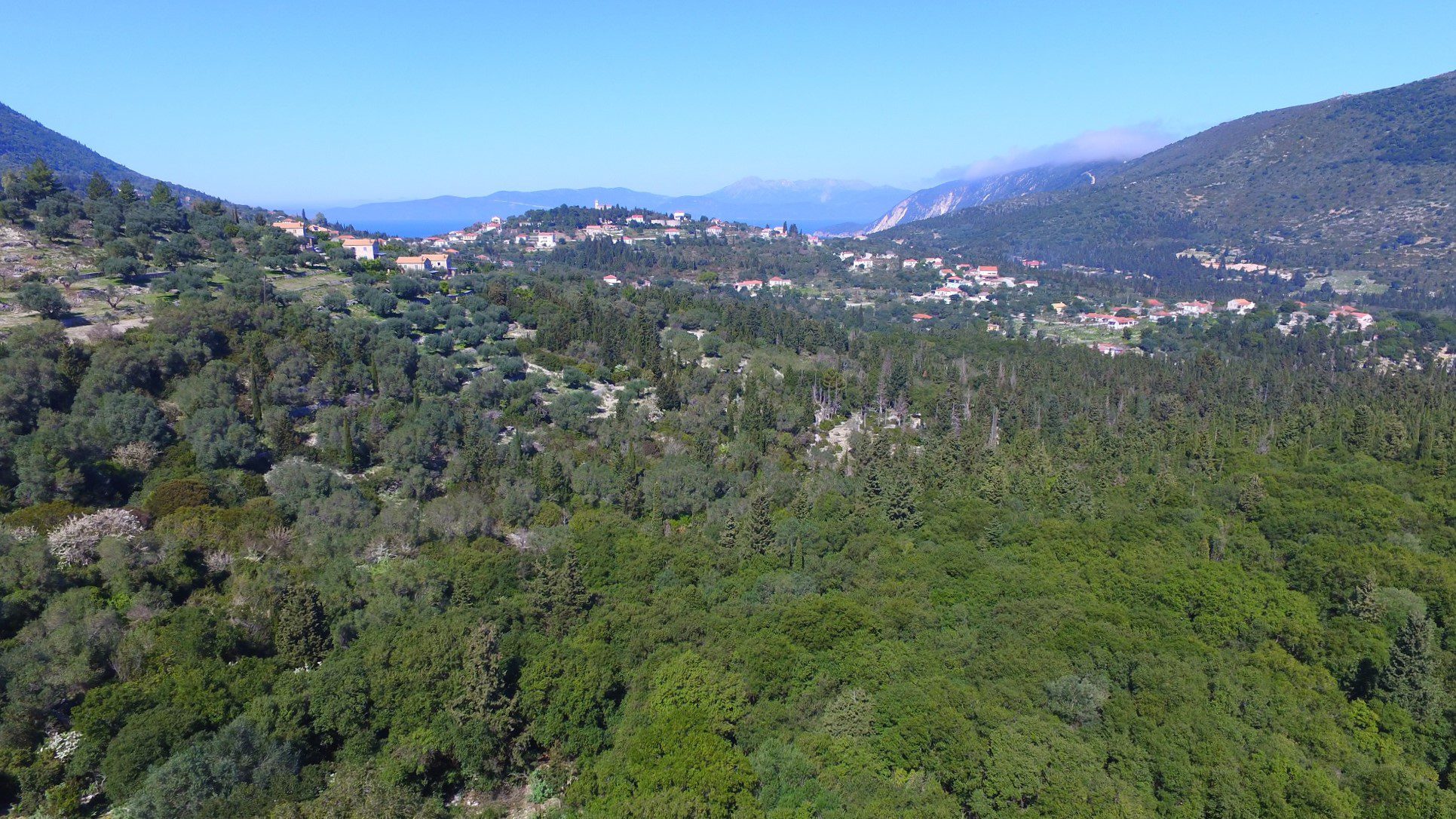 Aerial and sea view of land for sale Ithaca Greece