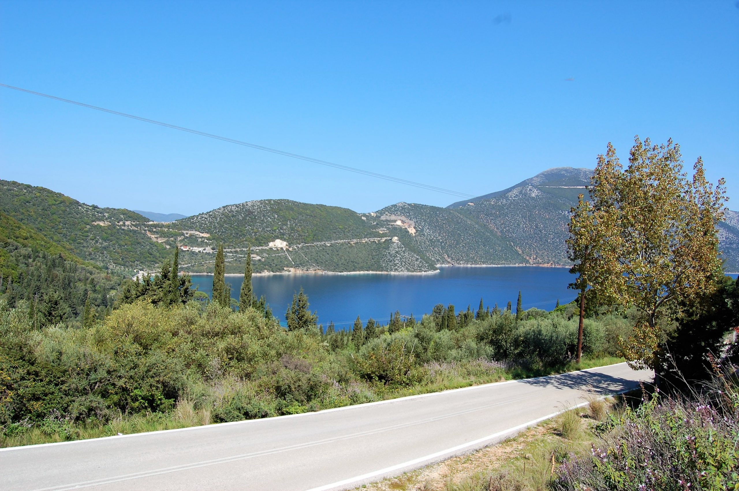 Landscape and sea view of land for sale Ithaca Greece Piso Aetos