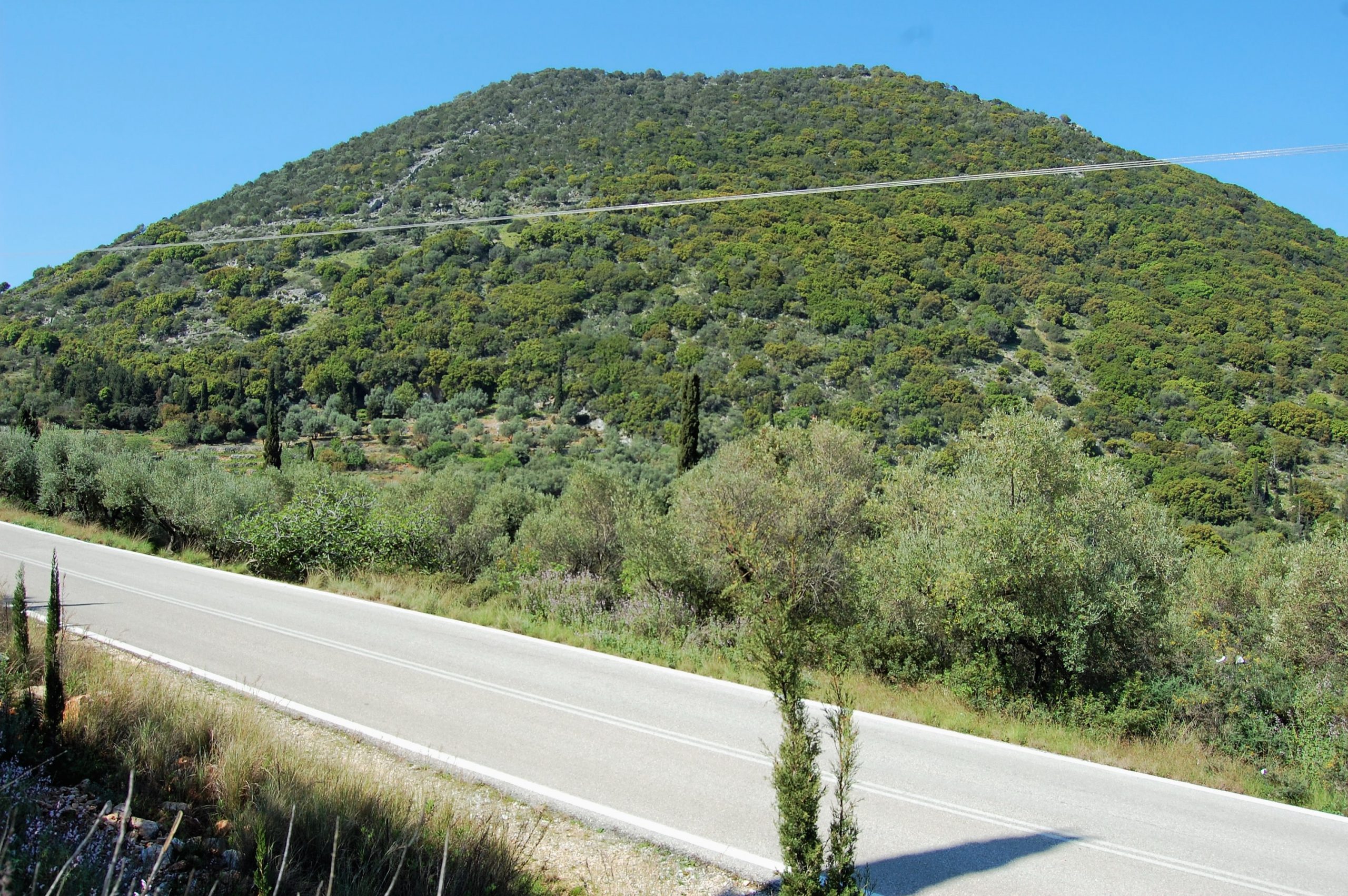 Landscape and view of land for sale Ithaca Greece Piso Aetos
