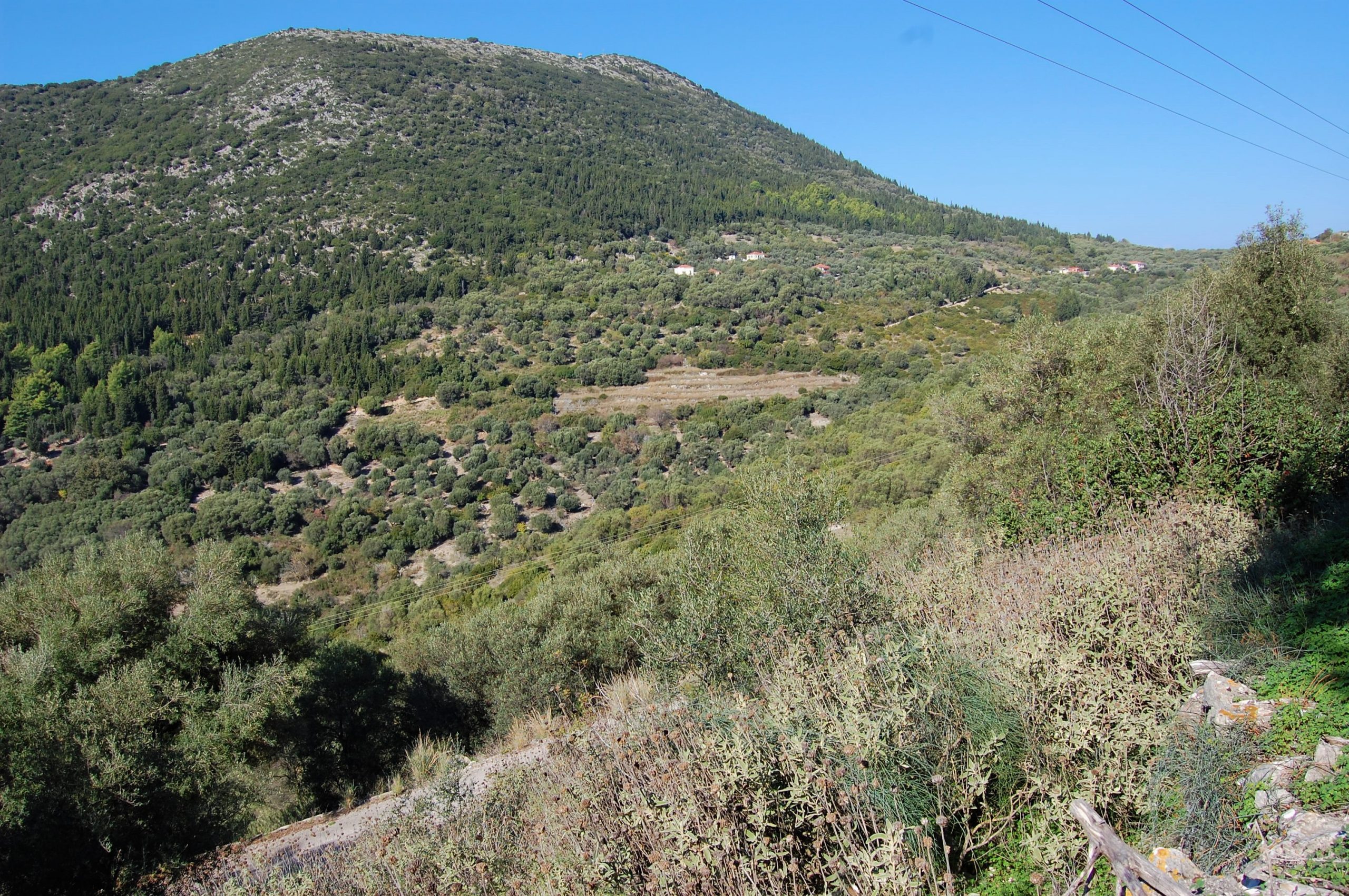 Exterior view of land with house for sale on Ithaca Greece