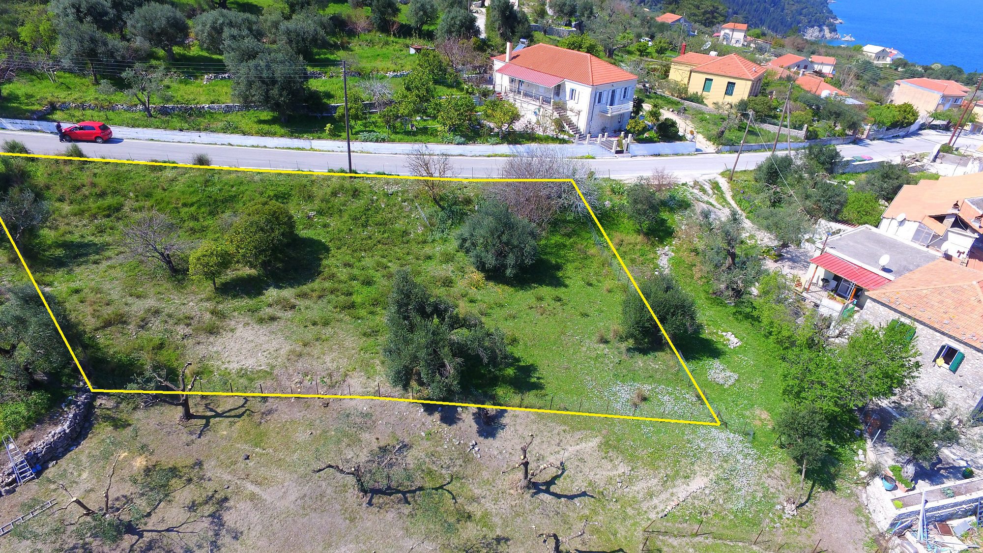 Aerial view of land for sale Ithaca Greece