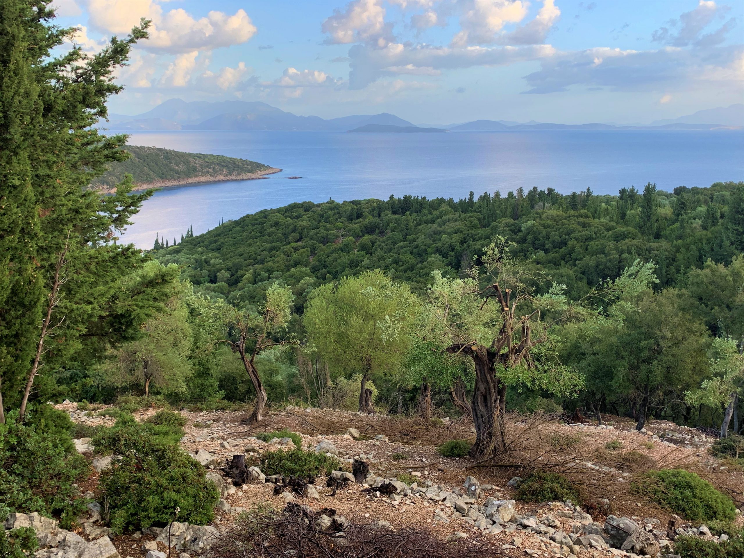 Landscape and sea view of land for sale Ithaca Greece Kioni