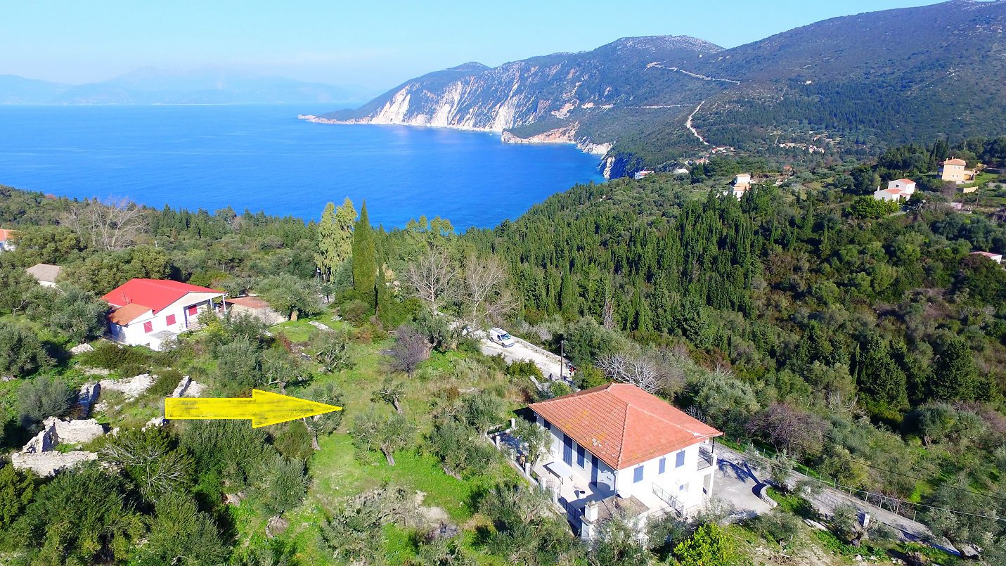 Aerial and sea view of land for sale in Ithaca Greece Kolleri