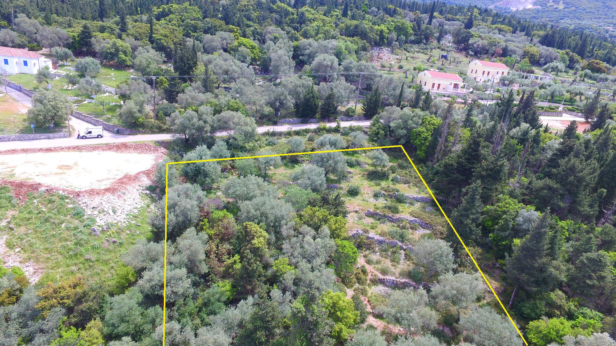 Aerial view of land for sale in Ithaca Greece