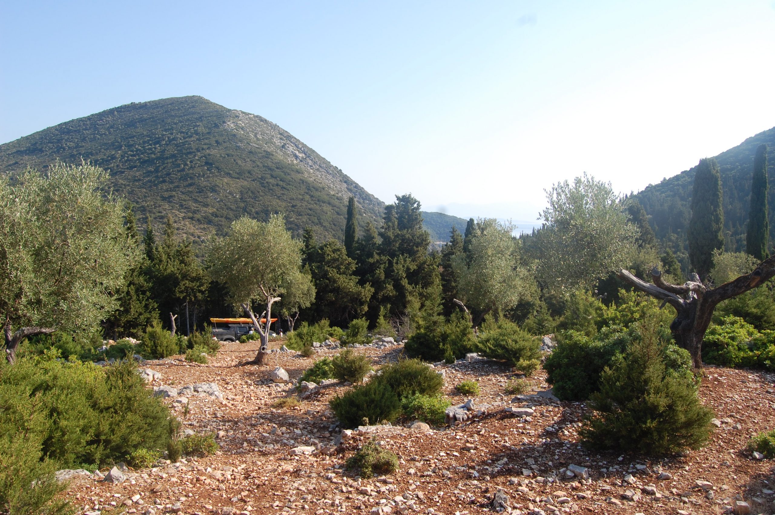 Landscape and terrain and sea view of land for sale Ithaca Greece