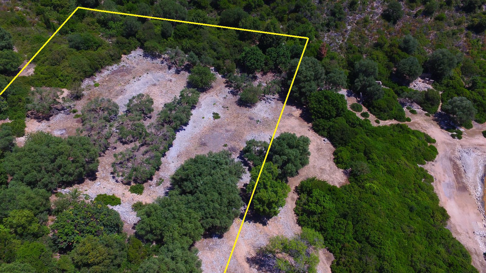 Aerial View of land for sale in Ithaca Greece in Marmakas