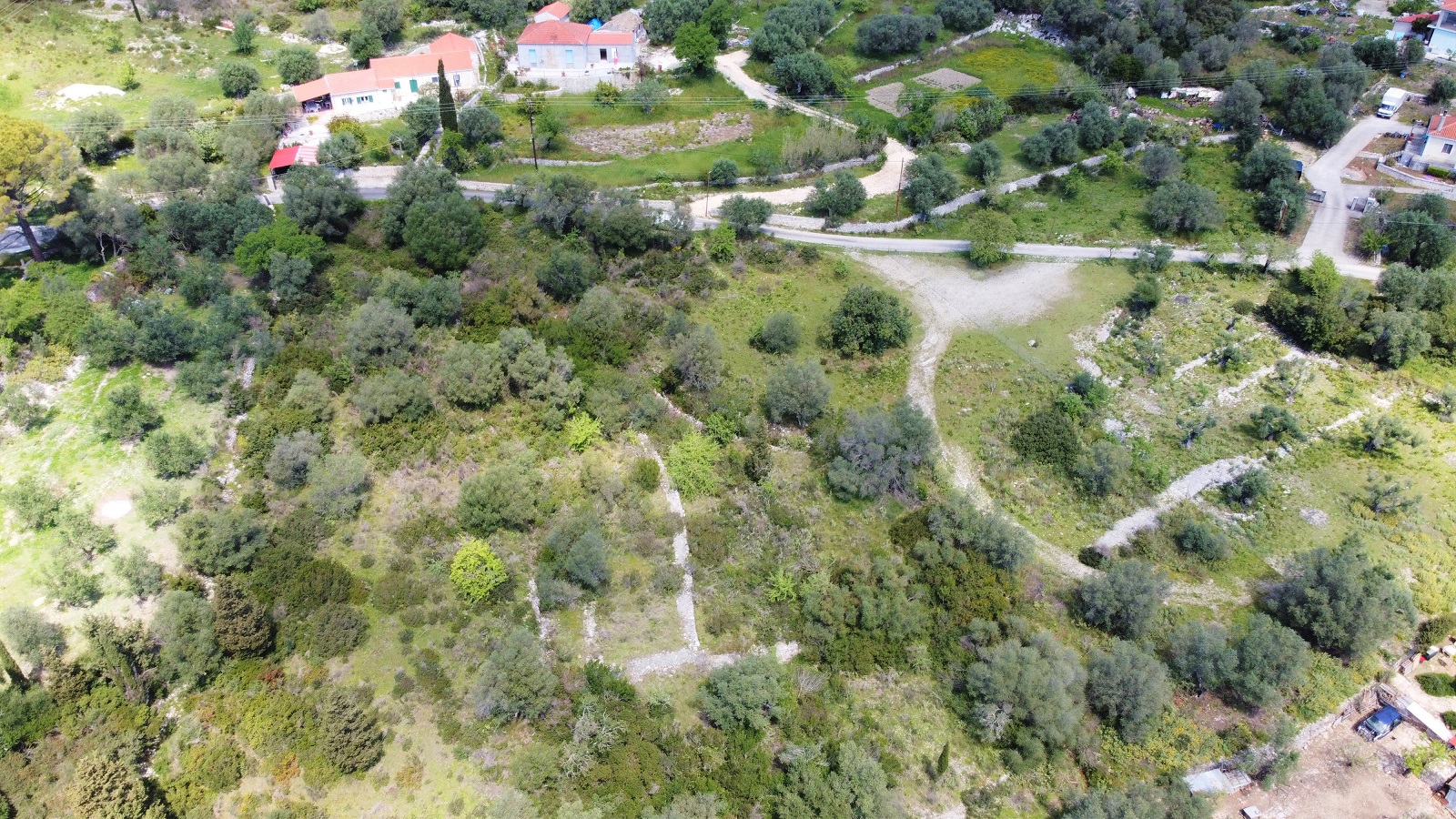 Aerial view of land for sale Ithaca Greece, Lahos