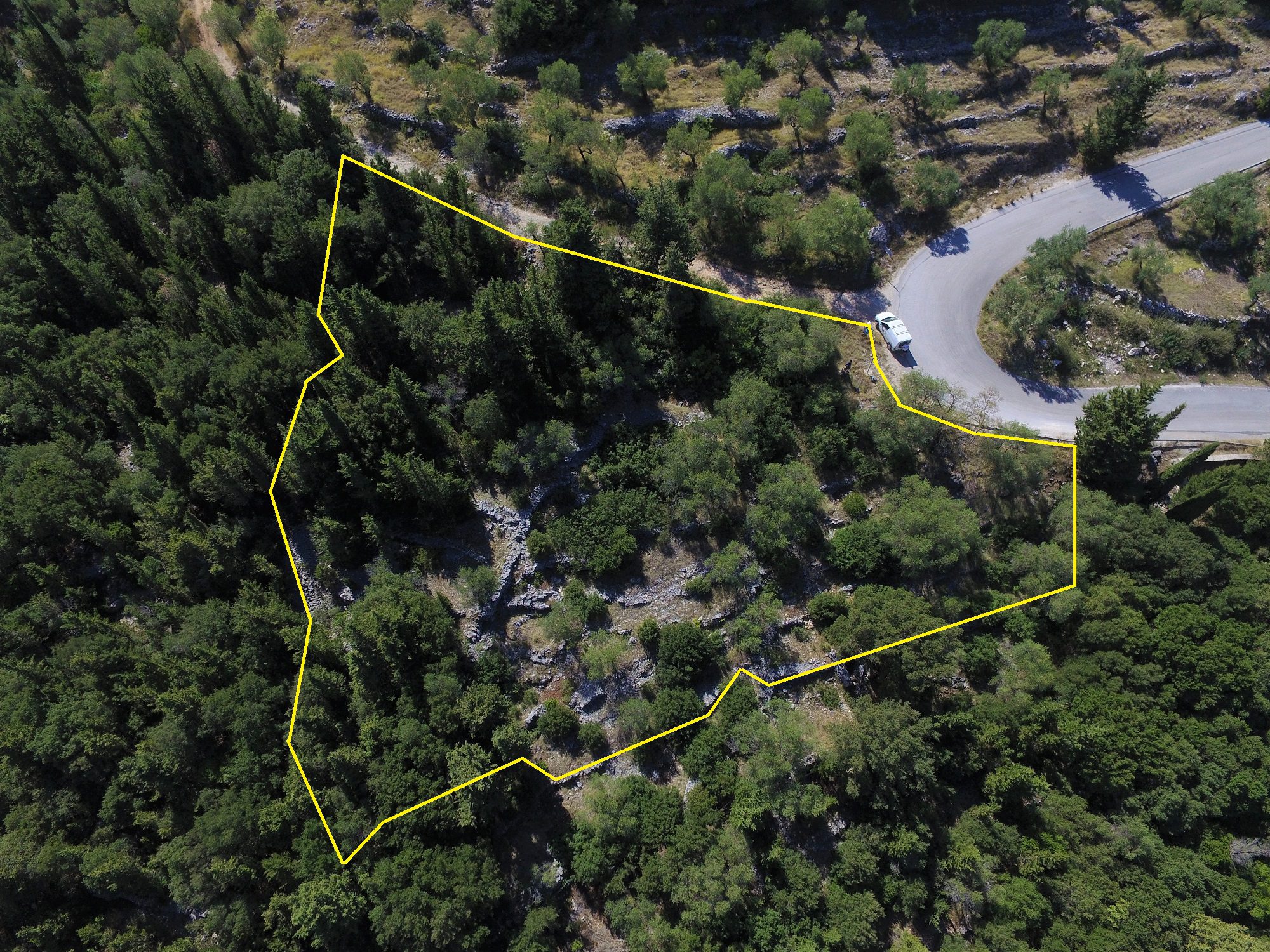 Aerial view of land for sale in Ithaca Greece