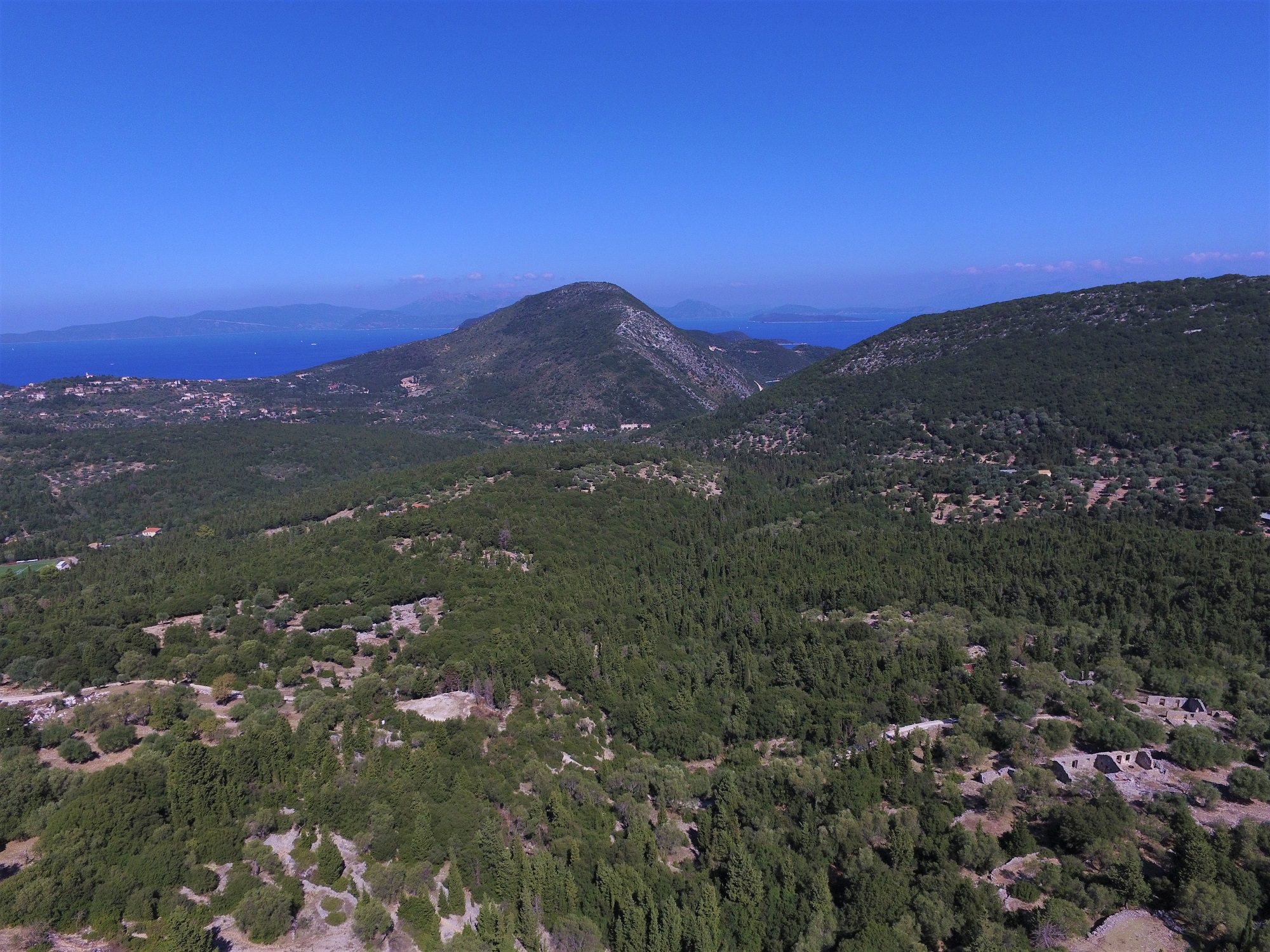 Aerial view of land for sale in Ithaca Greece