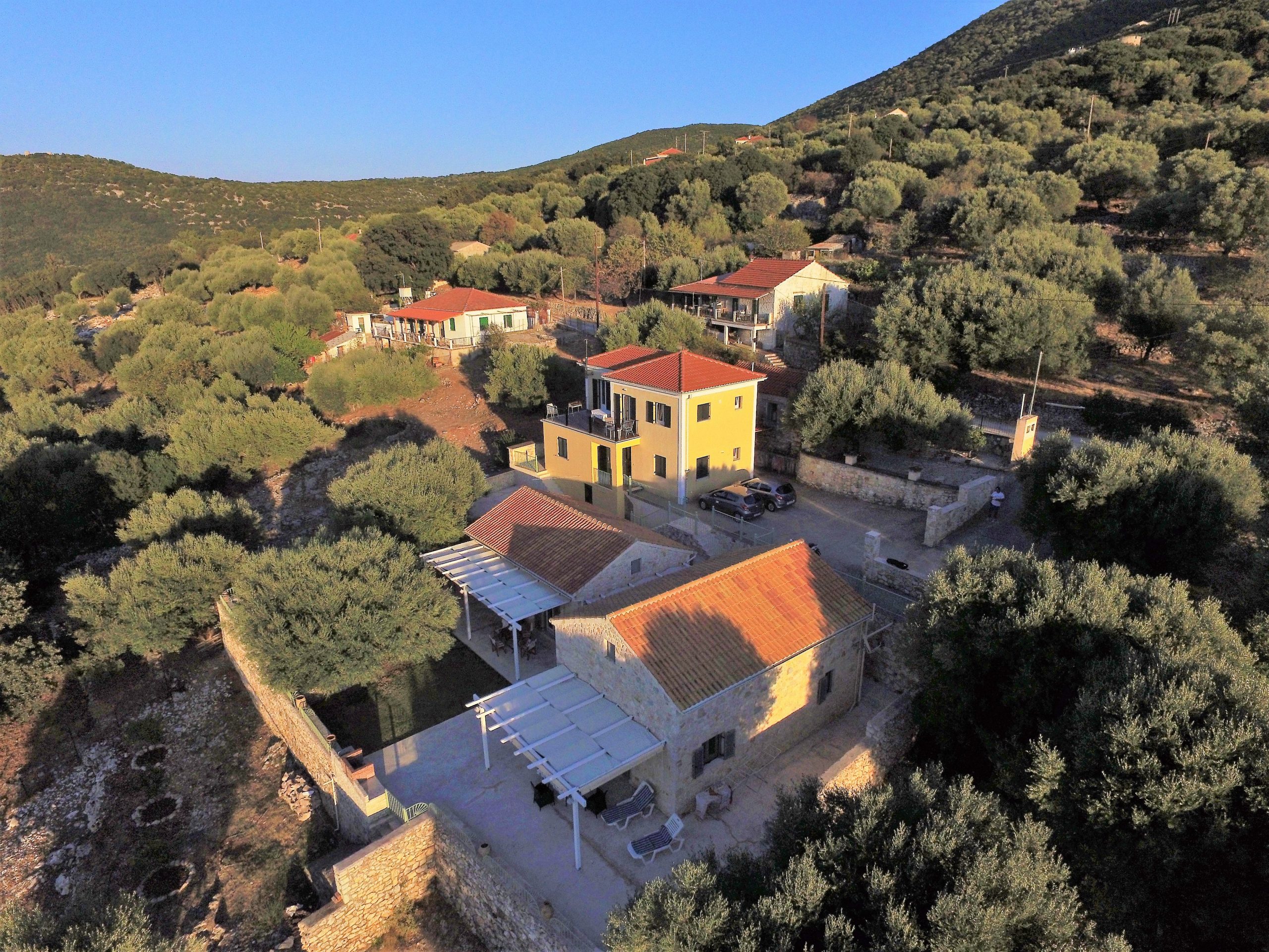 Aerial view of Kouvarata for rent MV Properties Ithaca Greece