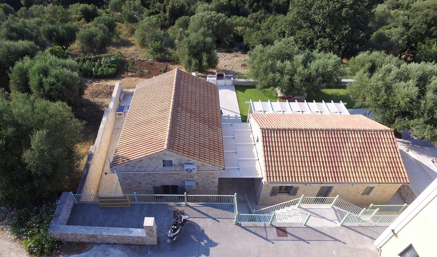 Aerial view of Kouvarata house for rent Ithaca Greece, Stavros