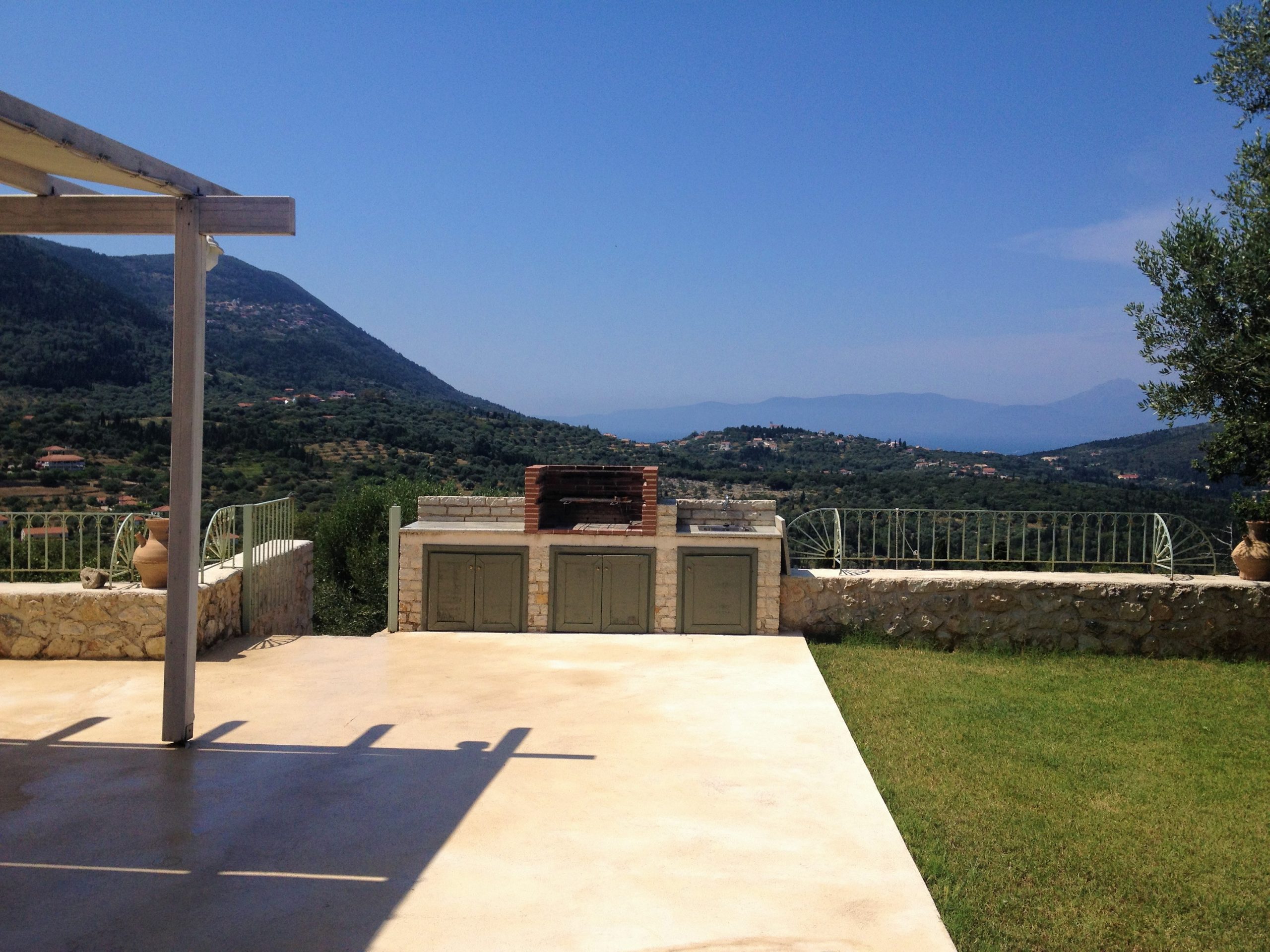 View and garden of Kouvarata for rent MV Properties Ithaca Greece