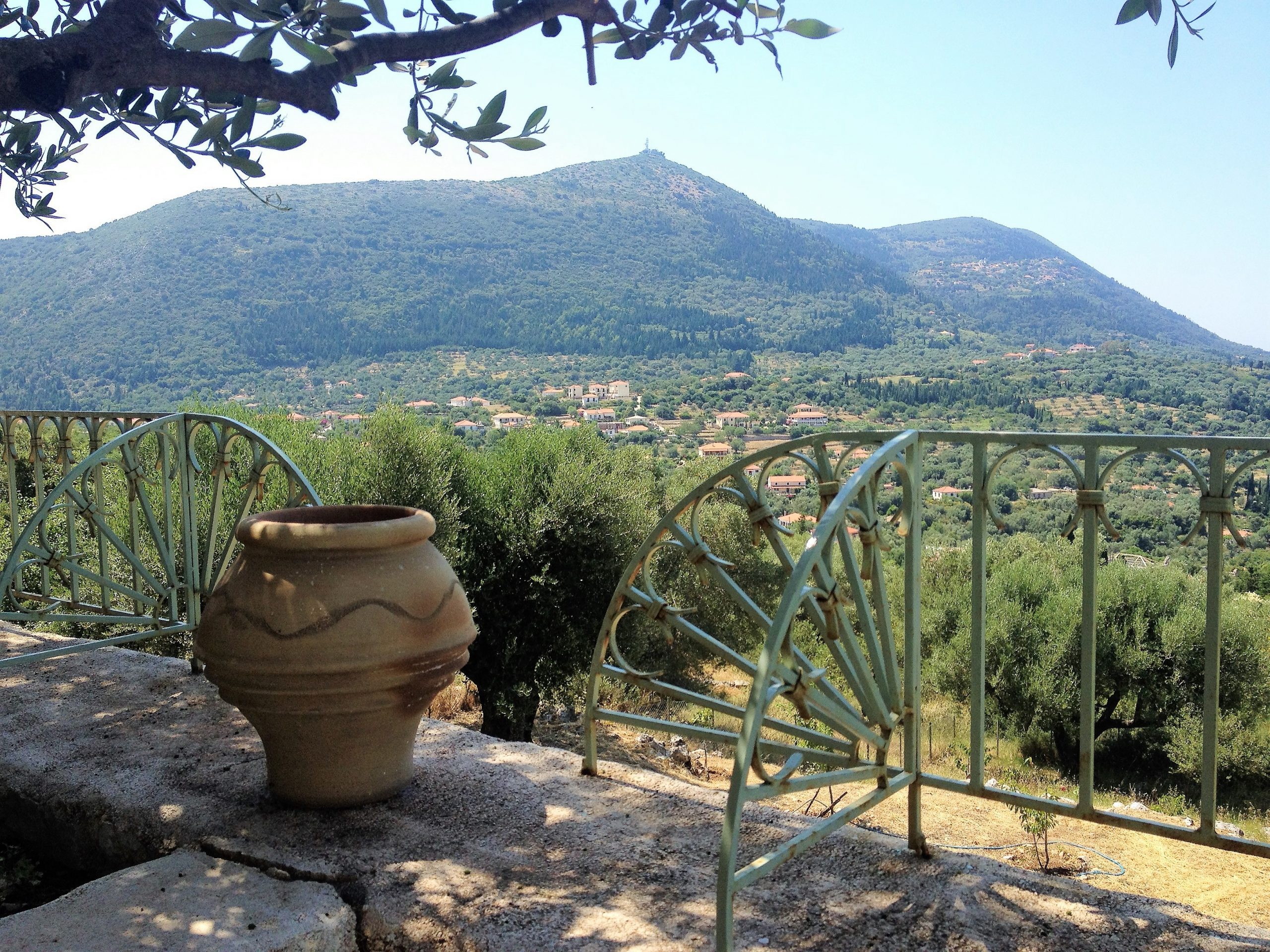 View and garden of Kouvarata for rent MV Properties Ithaca Greece