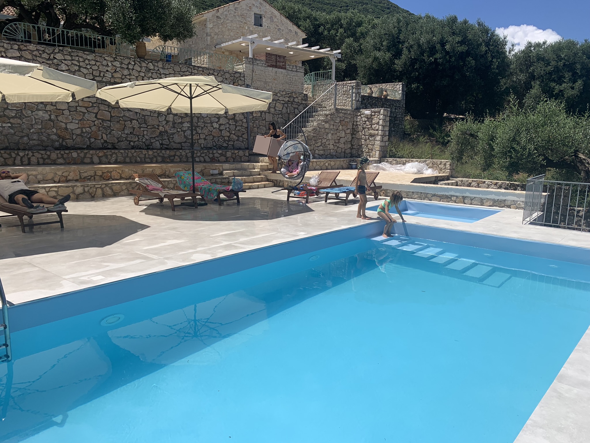 Swimming pools of villas for rent on Ithaca Greece, Stavros