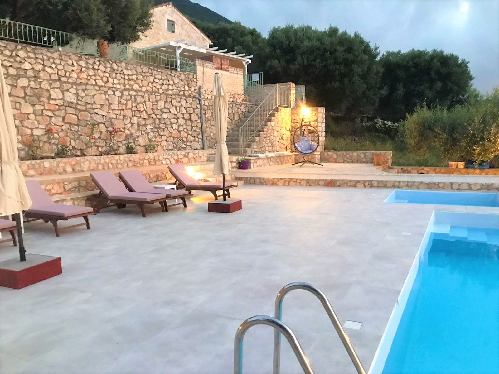 Swimming pool area of villa for rent on Ithaca Greece, Stavros