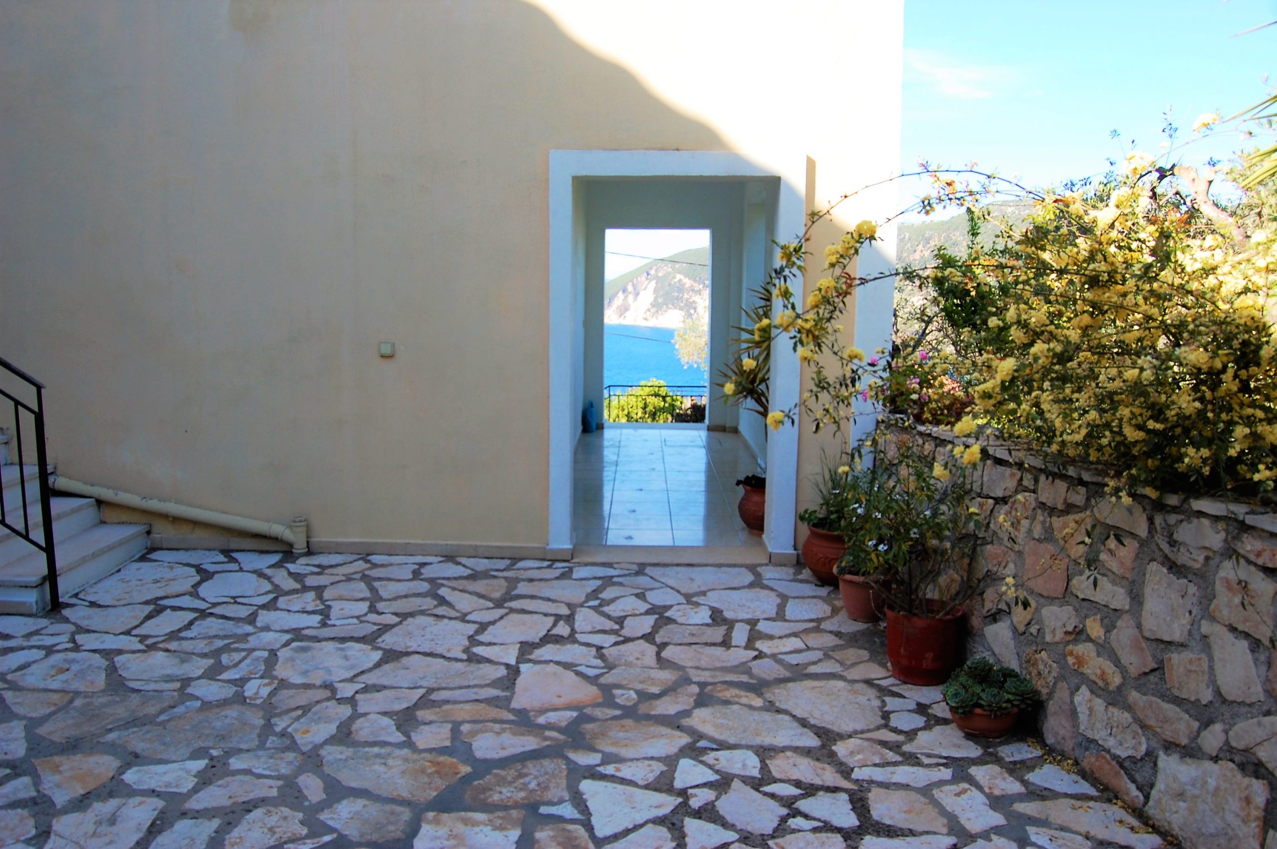 Courtyard of Afales Villa to rent MV Properties Ithaca Greece