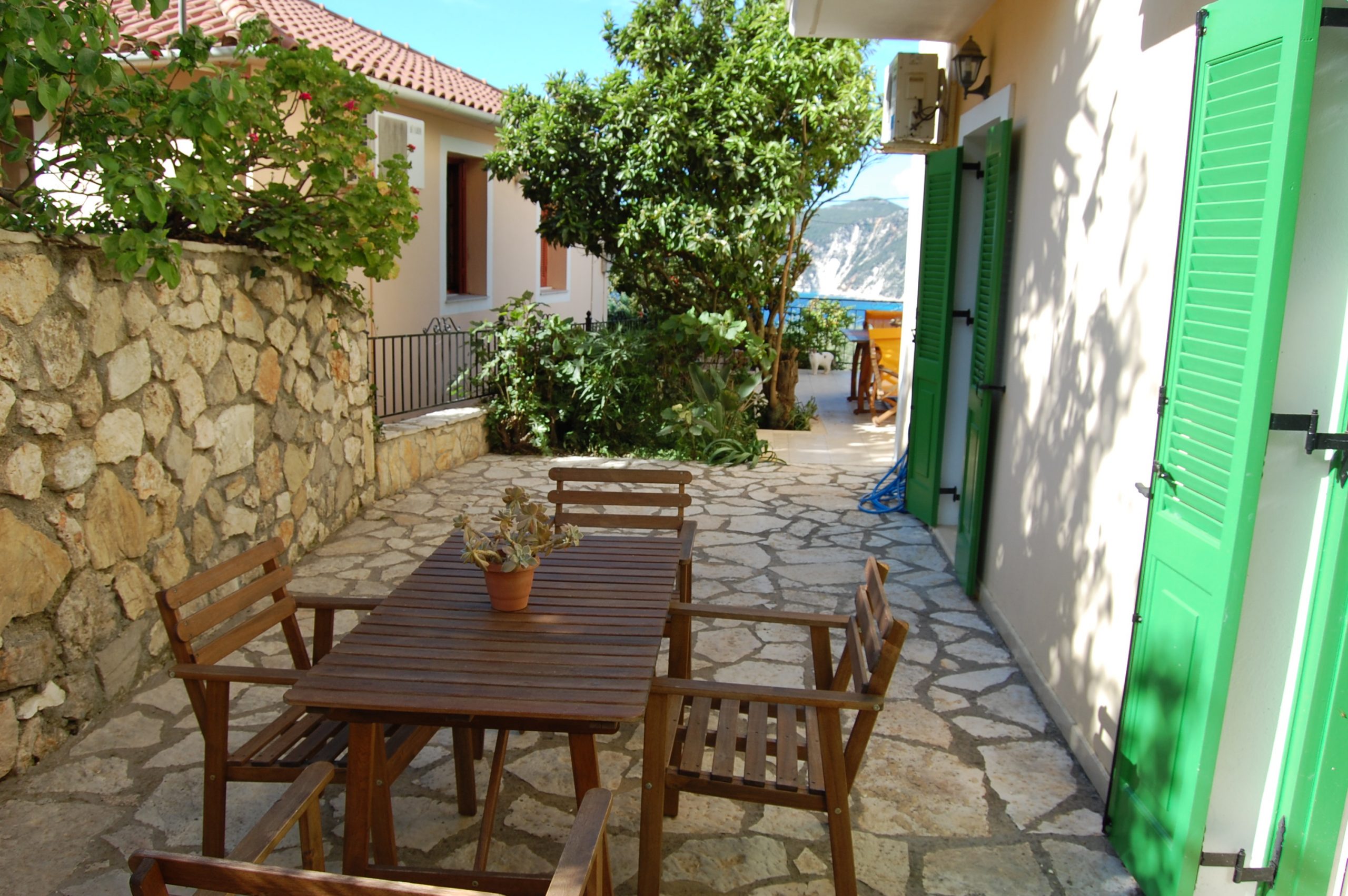 Courtyard of Afales Villa to rent MV Properties Ithaca Greece
