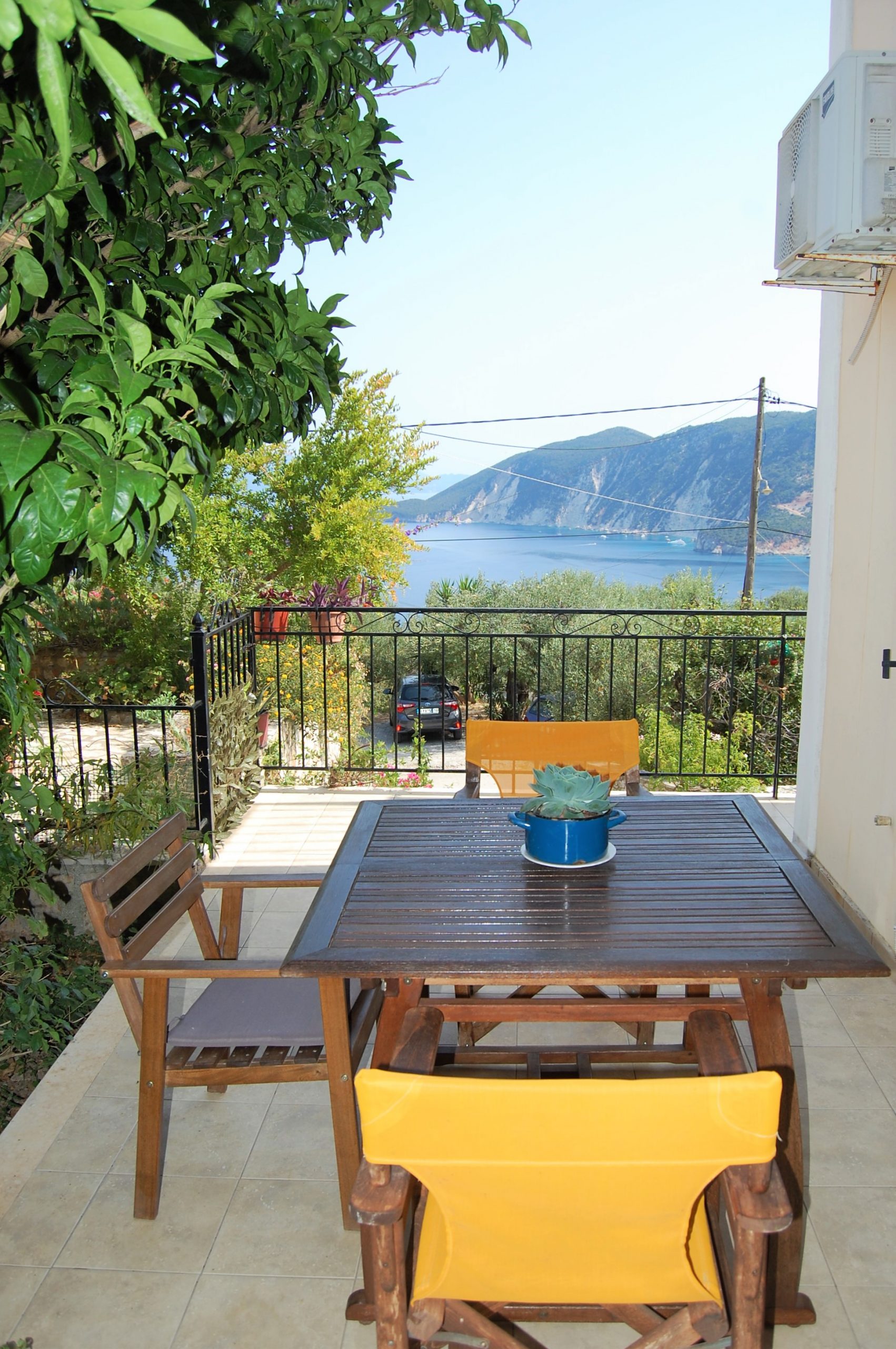 Outside balcony from Afales View for rent in Ithaca Greece, Kolleri