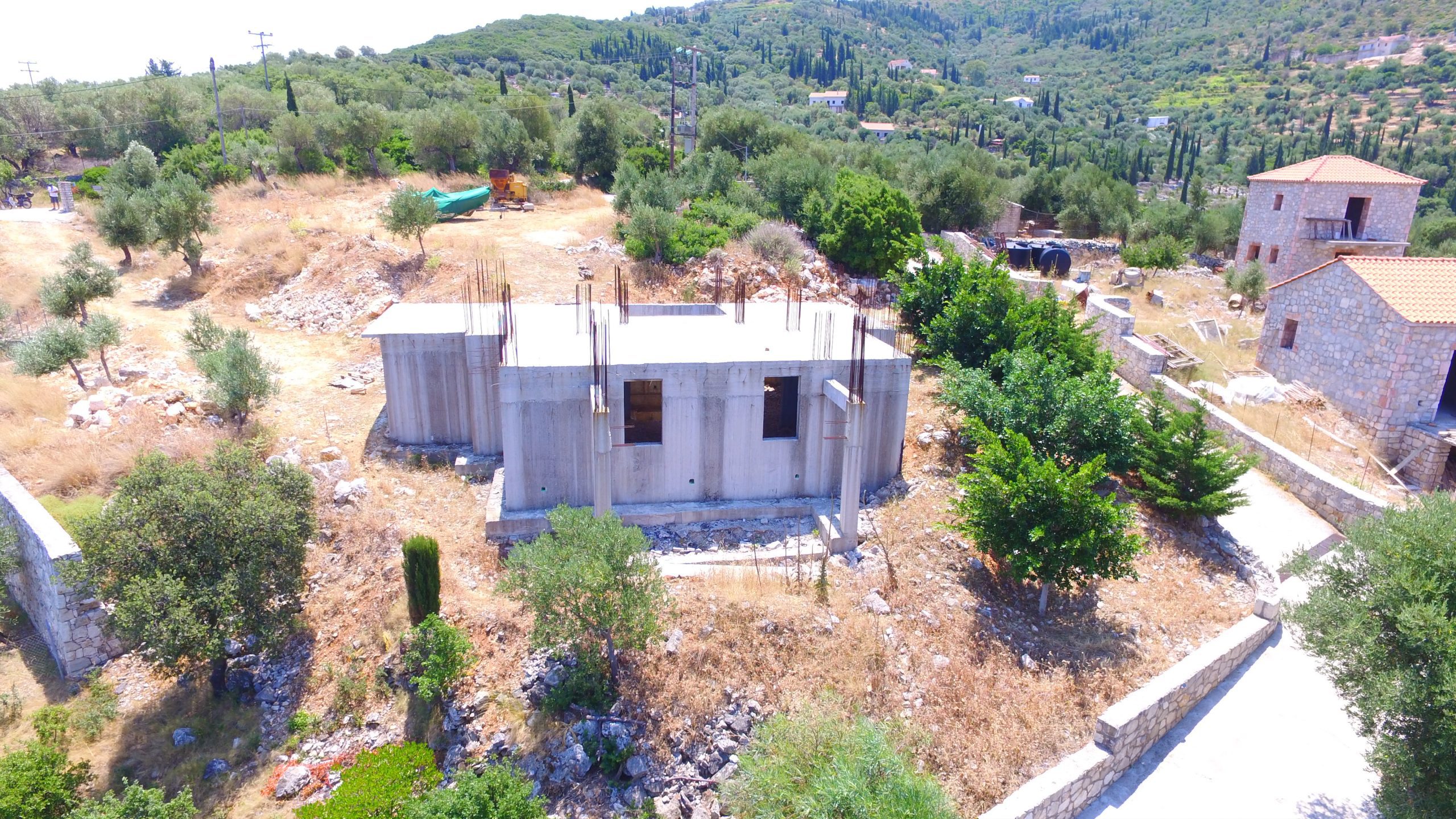 Aerial view of house for sale in Ithaca Greece Vathi