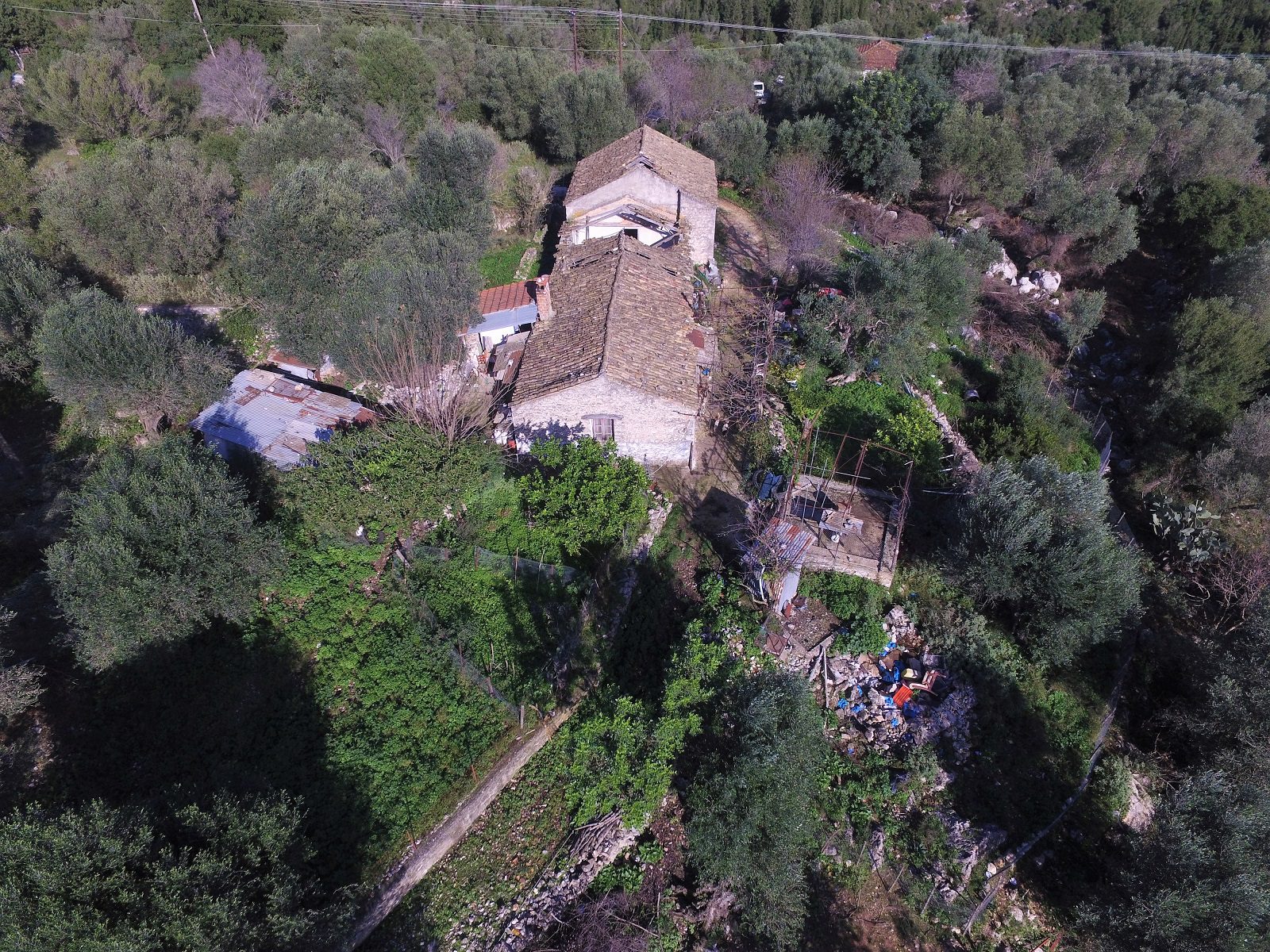 Aerial view of house for sale in Ithaca Greece, Lahos