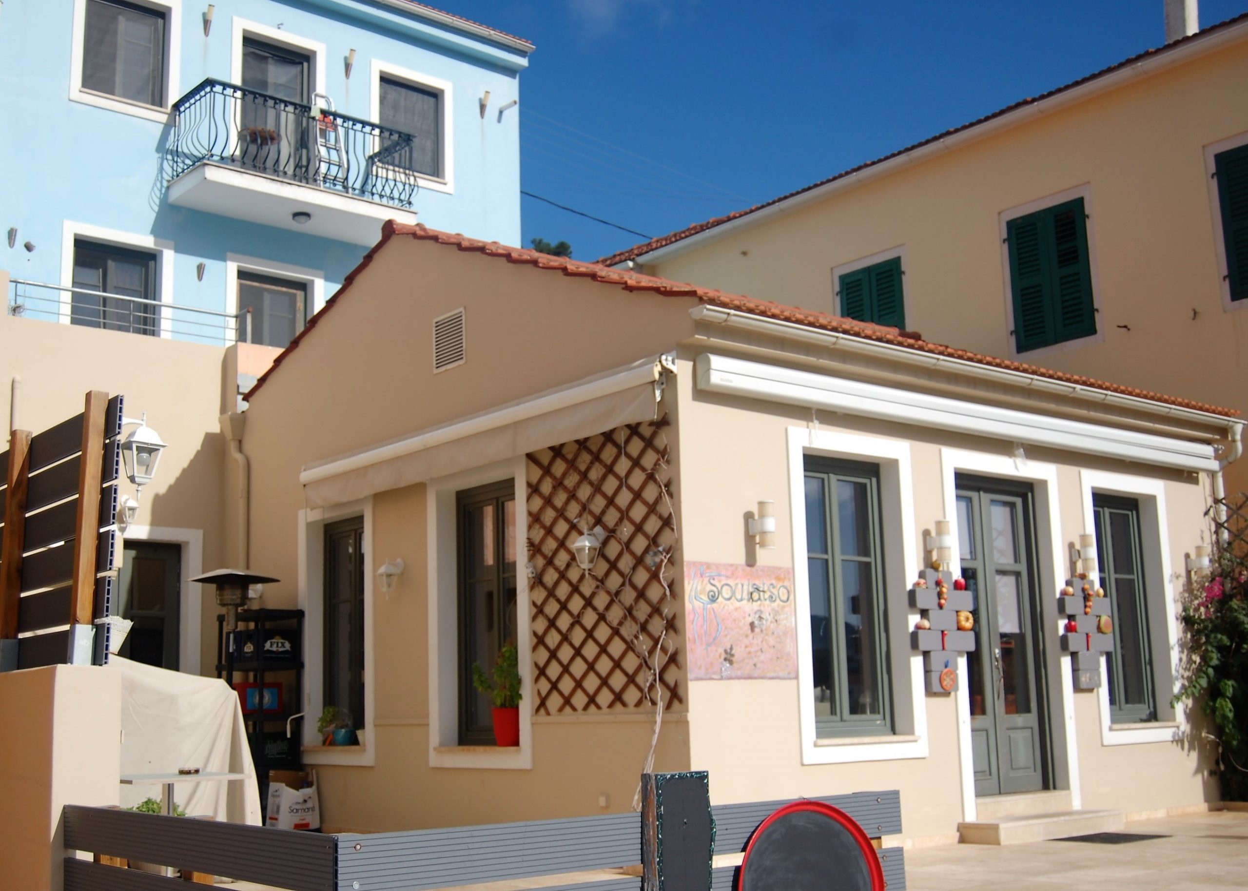 Exterior facade of business for sale in Ithaca Greece, Vathi