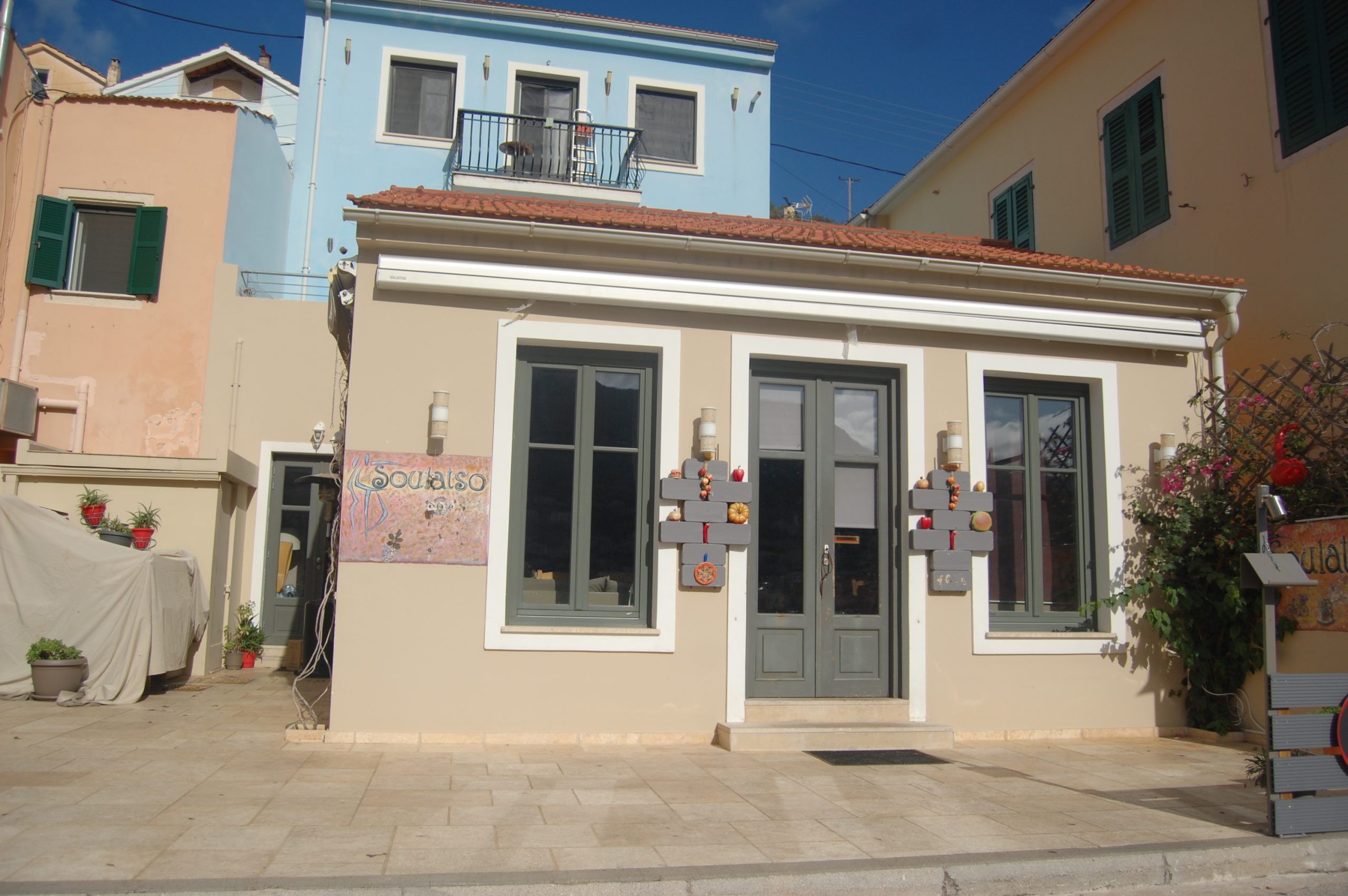 Exterior facade of business for sale in Ithaca Greece, Vathi