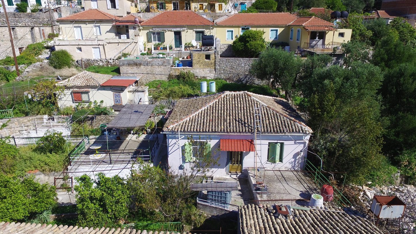 Aerial view of a house for sale Ithaca Greece Vathi
