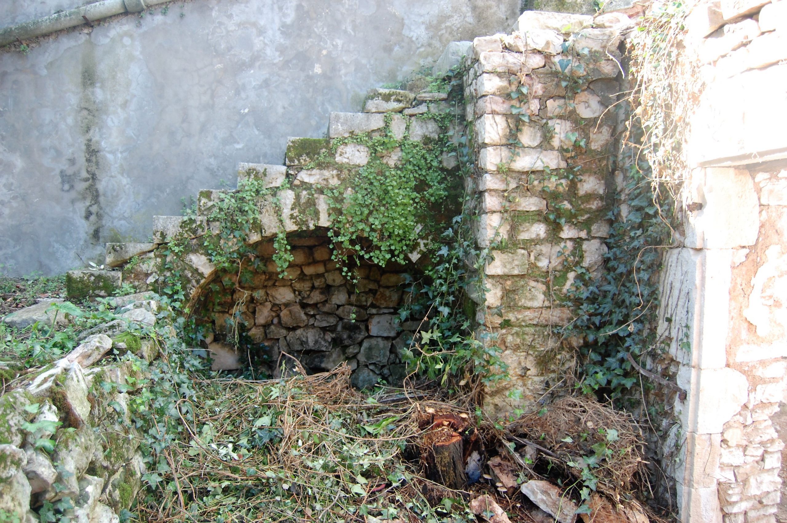 Exterior facade of ruin for sale in Ithaca Greece, Vathi
